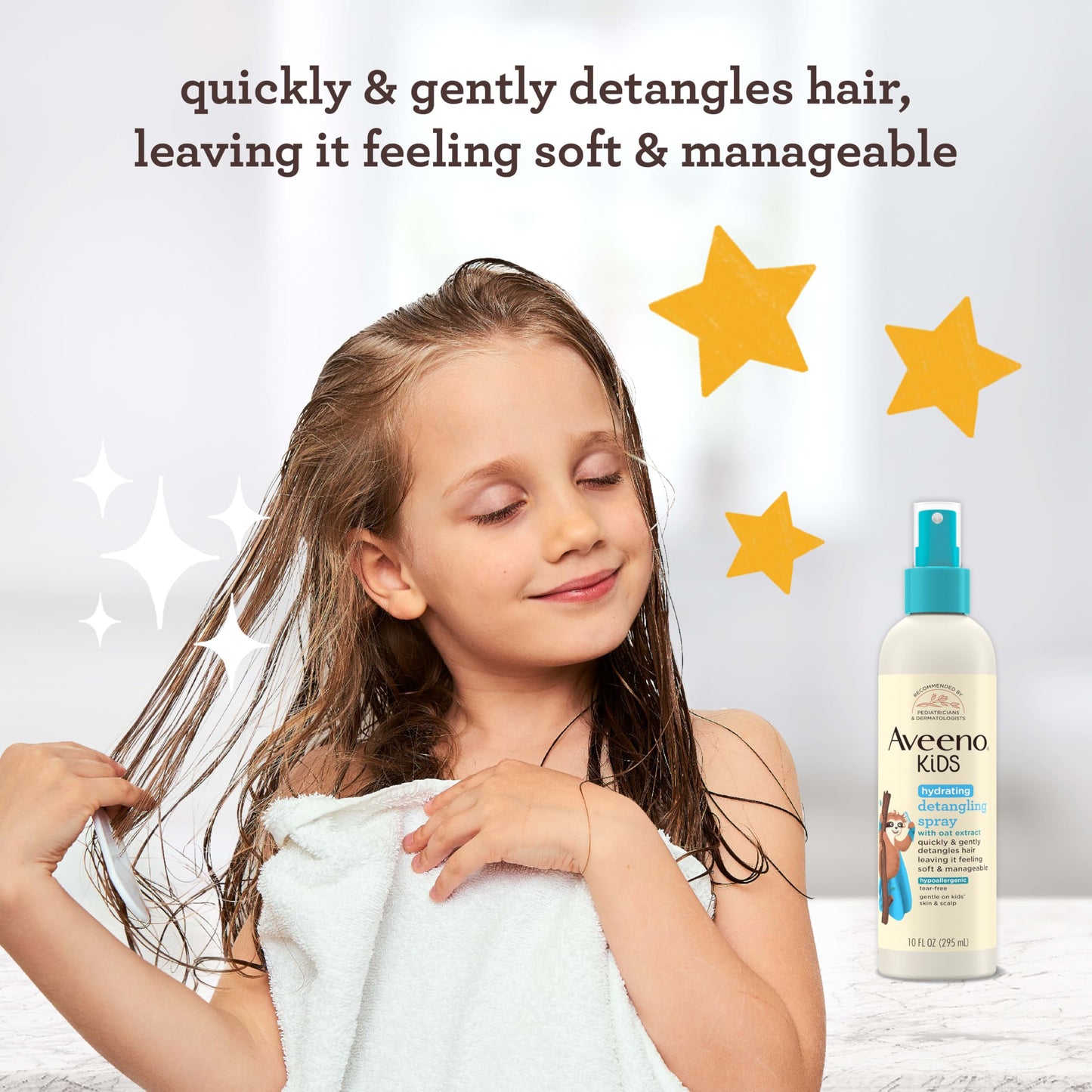 Aveeno Kids Hydrating Detangling Spray with Oat Extract, Quickly Detangles Hair, Tear-Free, Gentle on Sensitive Skin & Scalp, Detangler Spray Beauty & Personal Care Aveeno Baby