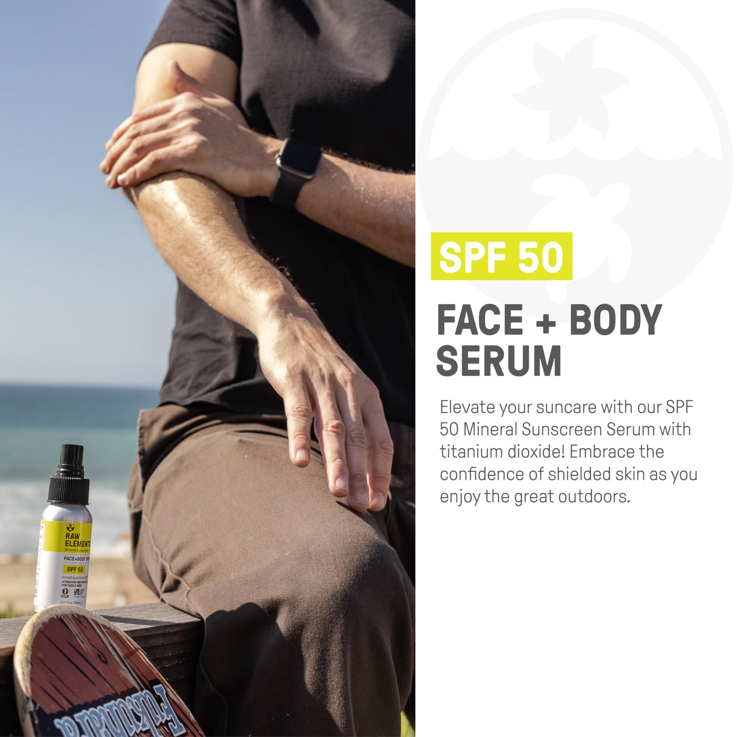 Raw Elements Face + Body Serum SPF 50 All-Natural Mineral Sunscreen - Reef Safe, Water Resistant, Broad Spectrum UVA/UVB Protection, Safe For All Beauty & Personal Care Raw Elements
