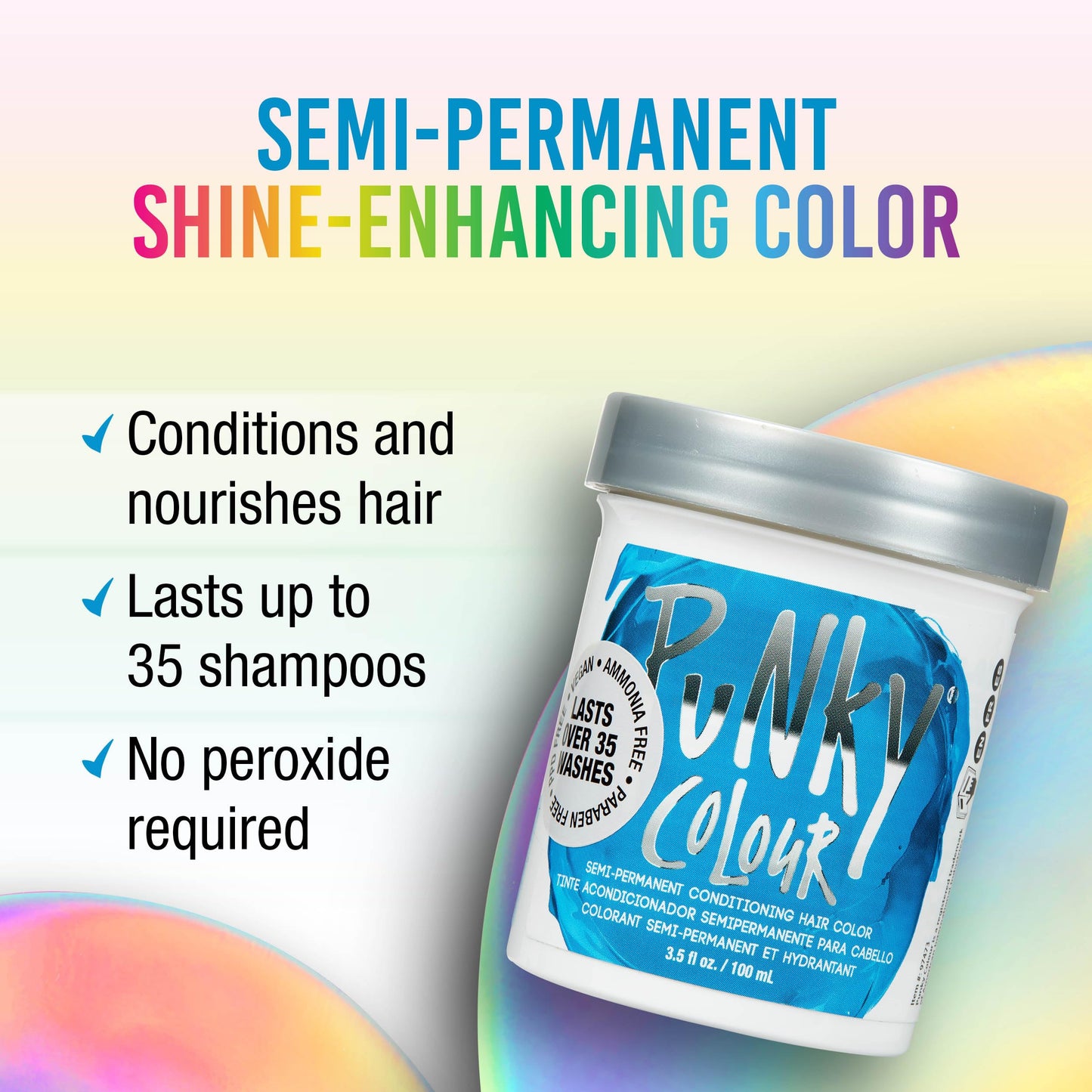 Punky Colour Semi Permanent Hair Color - Conditioning Blue Hair Dye for Vibrant Blue Hairs, Vegan, Cruelty-Free, Lasts up to 35 Washes, 3.5 oz Beauty & Personal Care Punky