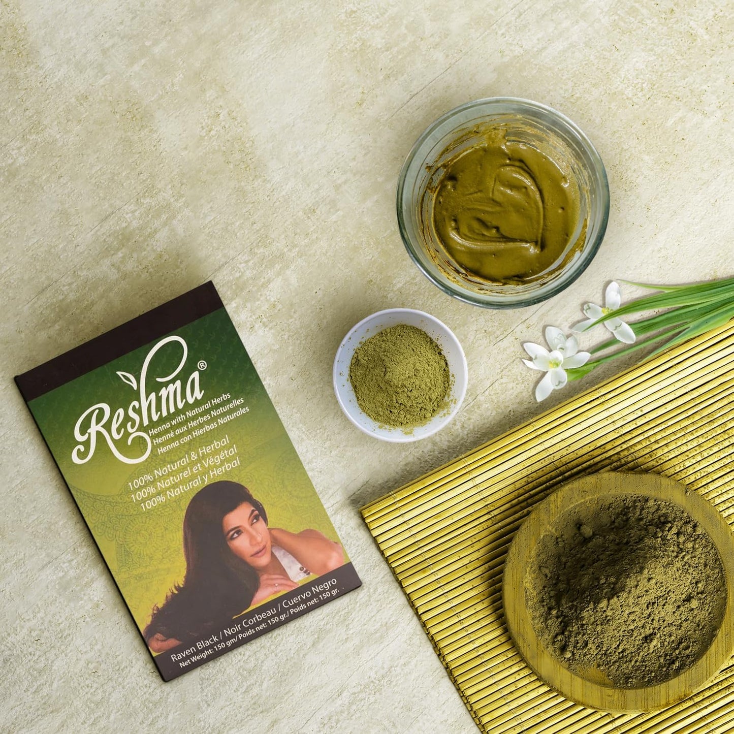 Reshma Beauty Ayurvedic Henna Hair Color Blend - Henna & Indigo with Herbal Extracts - Natural Deep Black/Raven Hair Color for Gray Blending - Heena Beauty & Personal Care Reshma Beauty