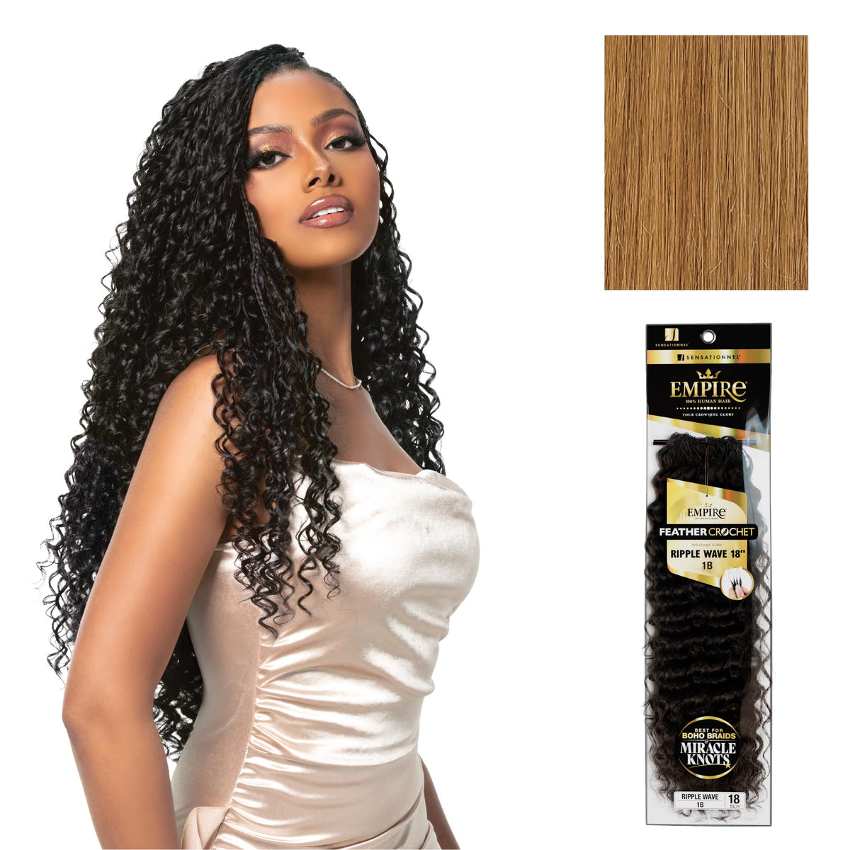 Sensationnel Empire Feather Crochet Braids-Ripple Wave,18in, 27 HONEYBLONDE
