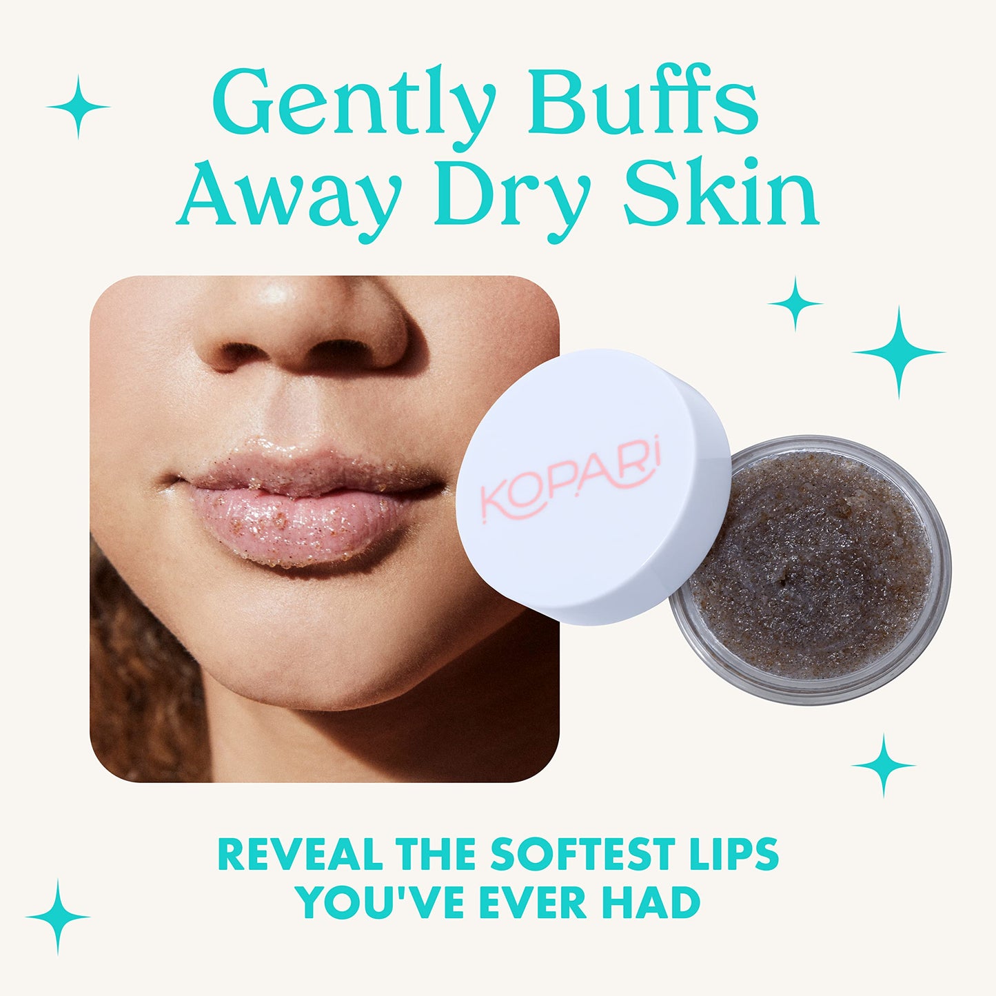 Kopari Coconut Lip Scrubby - Removes Dry Skin For Soft Lips - Volcanic Sand, Brown Sugar & Crushed Coconut Shells Hydrate Exfoliating Lip Scrub Beauty and Personal Care Kopari