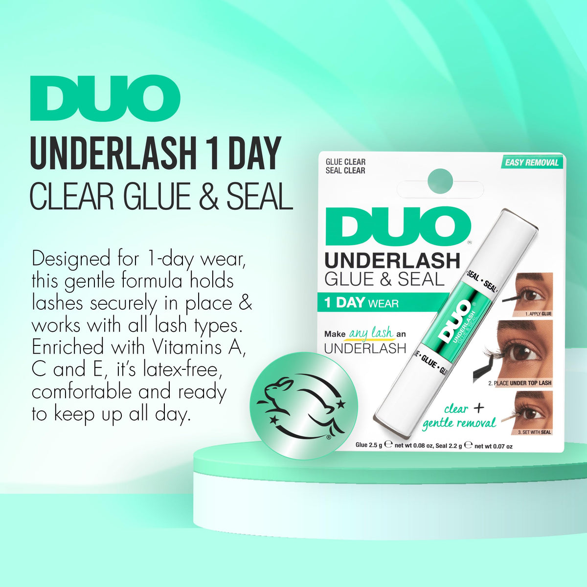 DUO Under Lash Glue & Seal - Clear Eyelash Adhesive with Gentle Removal, Easy 1 Day Wear, Strong Hold Eyelash Glue for DIY Lash Clusters
