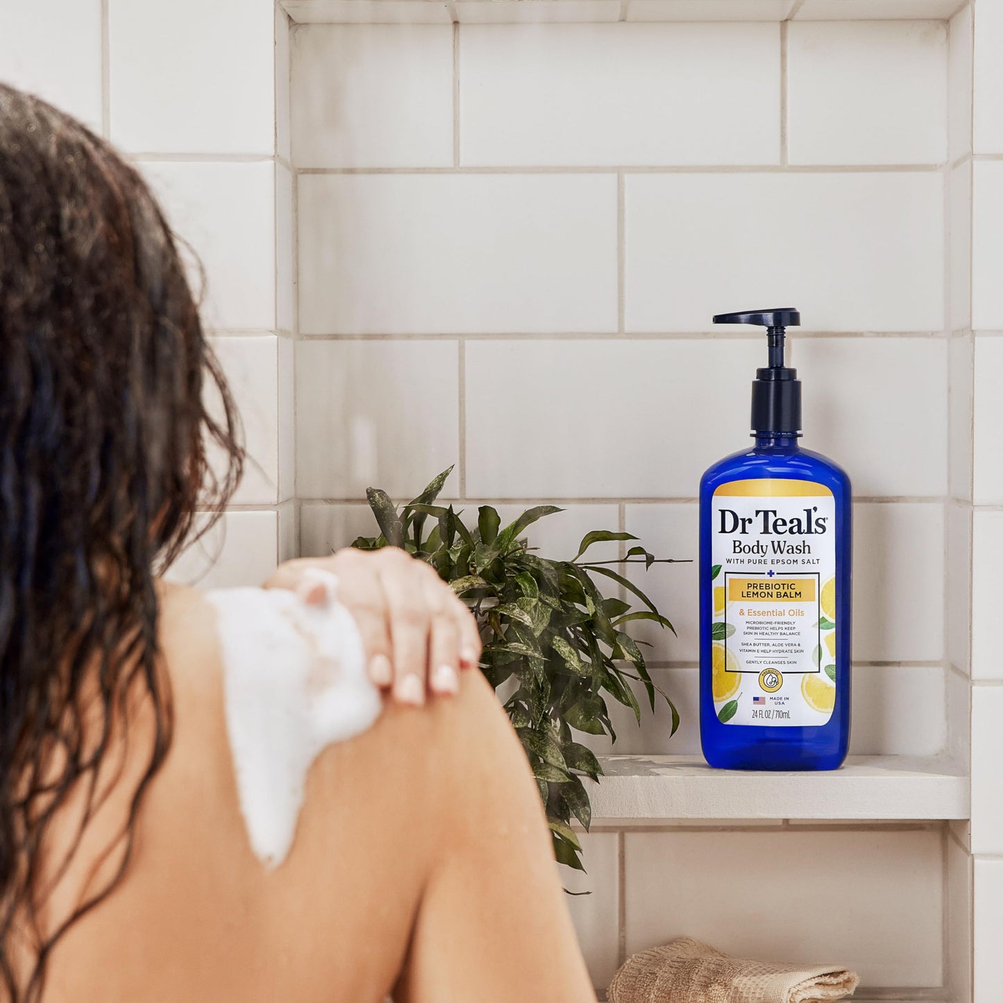 Dr Teal's Body Wash with Pure Epsom Salt, with Prebiotic Lemon Balm & Sage, 24 fl oz (Pack of 4) Beauty & Personal Care Dr Teal's