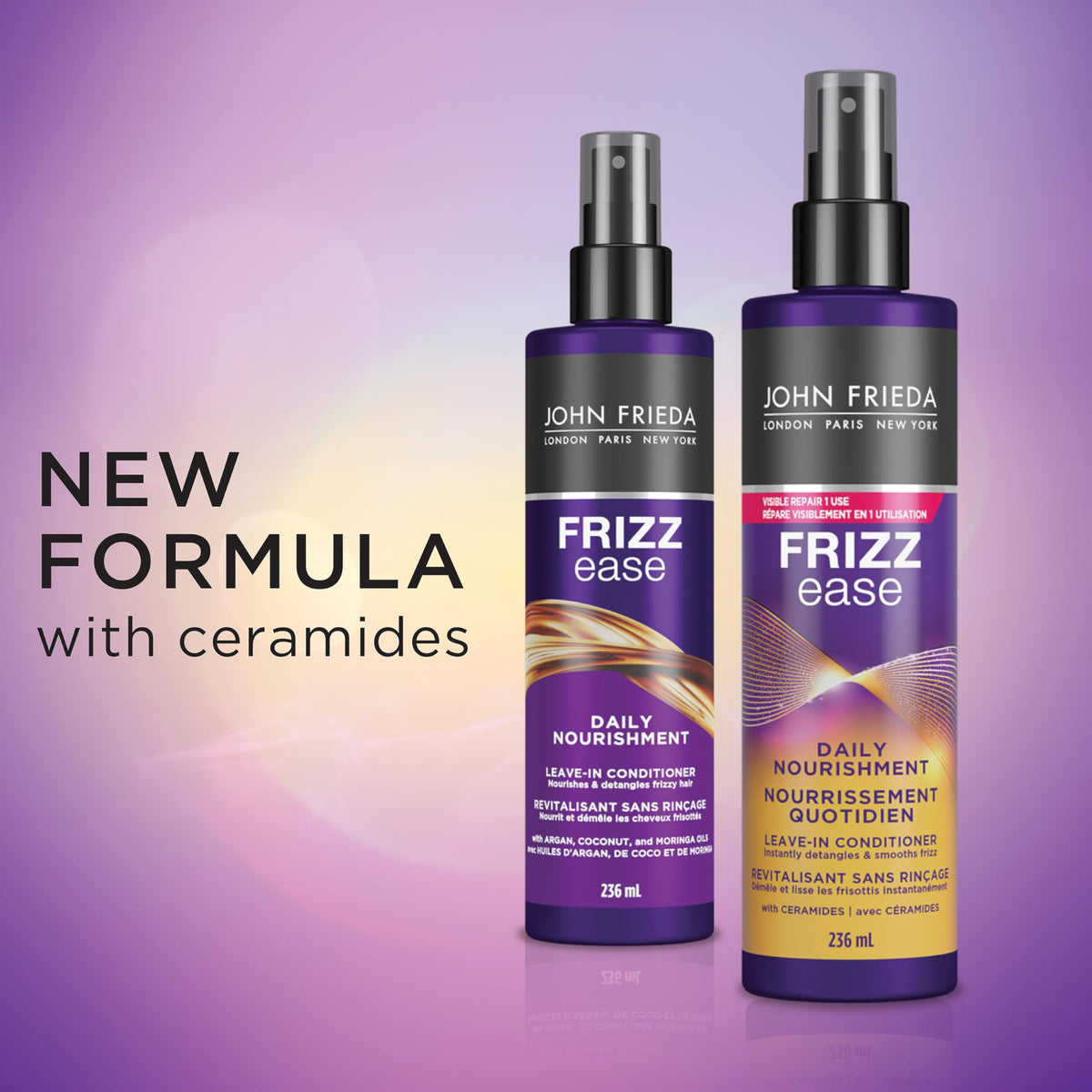 John Frieda Frizz Ease Nourishing Anti Frizz Leave-in Conditioner and Heat Protectant for Frizzy-prone Hair, Moisturizes and Renews Shine, 8 oz (2