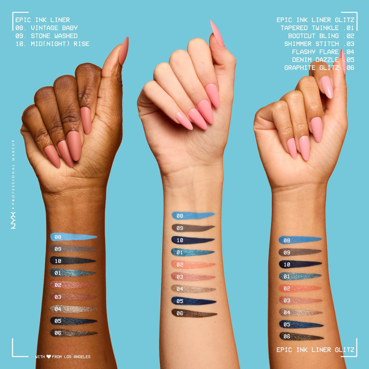 NYX PROFESSIONAL MAKEUP Epic Ink Glitz Liner, Waterproof Metallic Liquid Eyeliner with Vegan Formula - Bootcut Bling (Shimmer Bubblegum Pink) Beauty & Personal Care NYX PROFESSIONAL MAKEUP