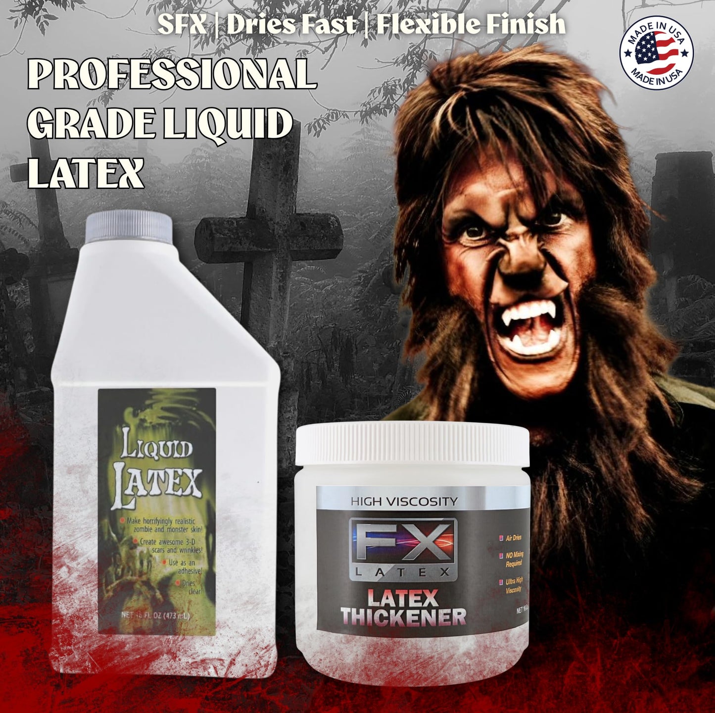 Liquid Latex and Latex Thickener Kit - Professional Grade for SFX, Cosplay, Mold Making, Face & Body Art - Dries Fast, Flexible Finish - 16 fl oz Beauty & Personal Care Liquid Latex Fashions