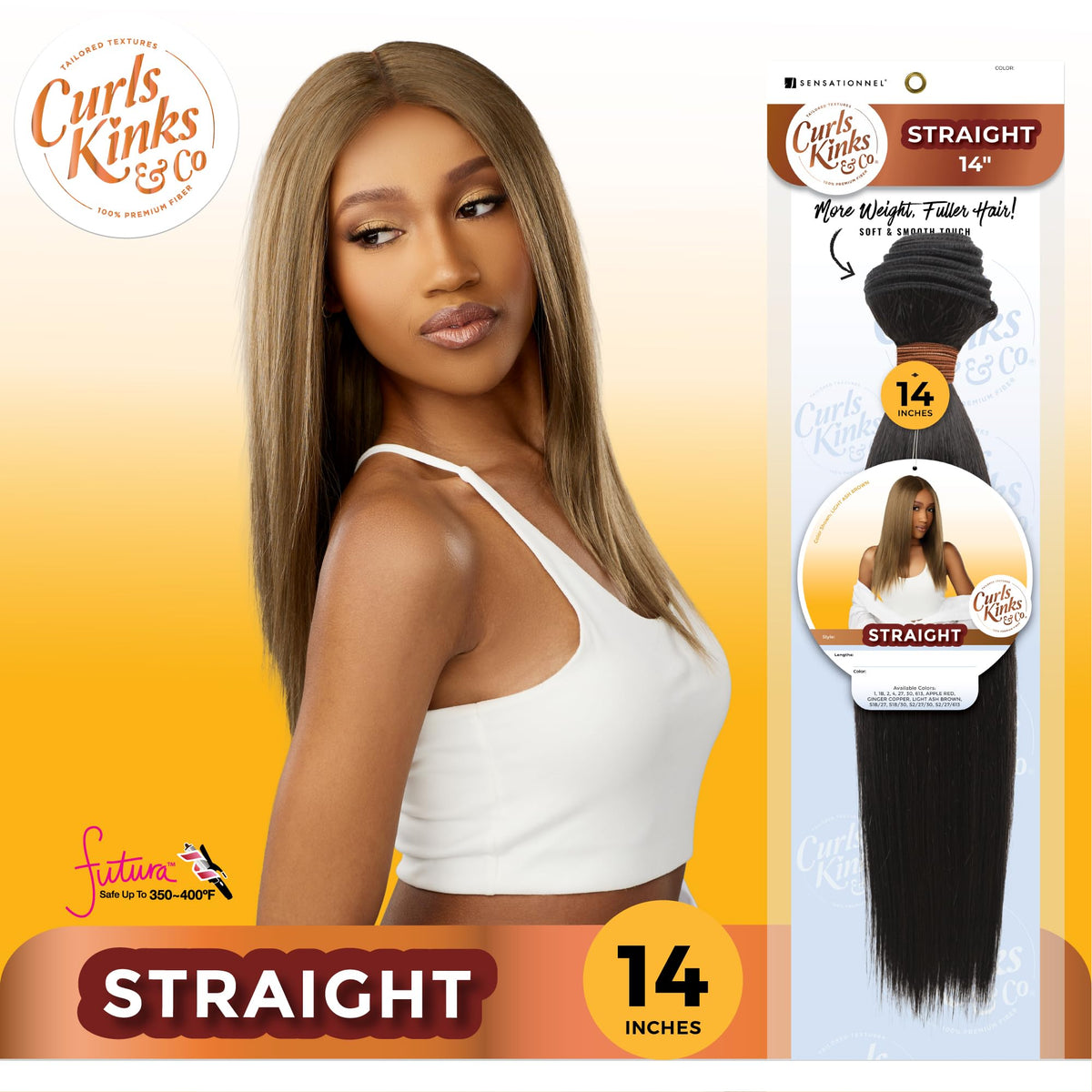 Sensationnel CKCO Synthetic Bundle-Straight,1 pack 14 inch, 4 MEDBROWN