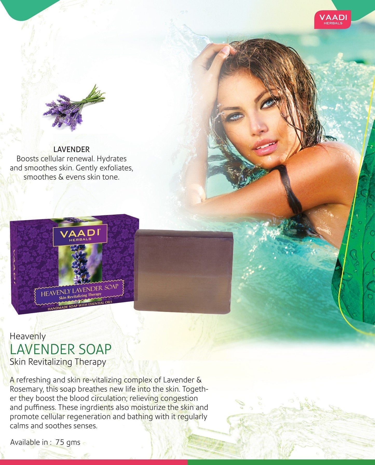 Vaadi Herbals Lavender Soap with Rosemary Oil, Pack of 3 Beauty & Personal Care Vaadi Herbals
