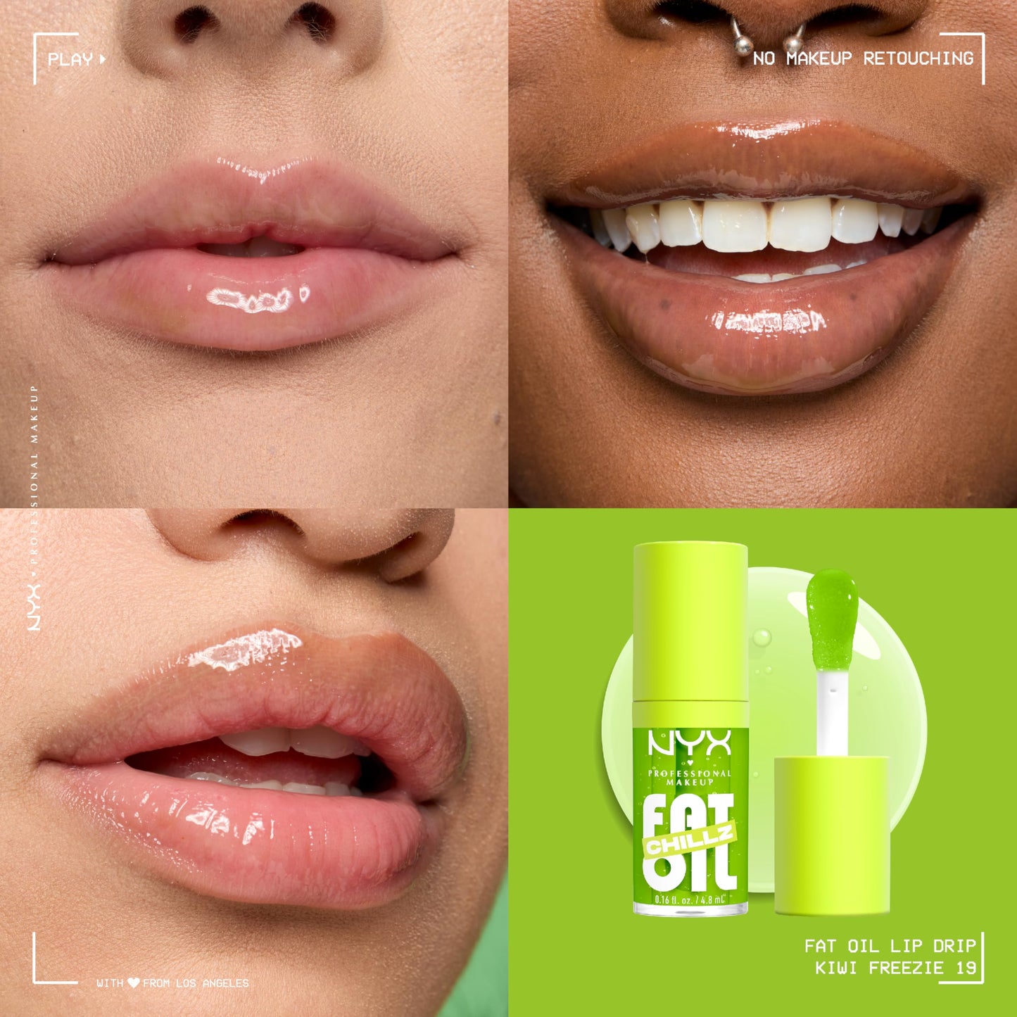 NYX PROFESSIONAL MAKEUP Fat Oil Chillz, Moisturizing, Shiny and Vegan Tinted Lip Gloss - Kiwi Freeze (Sheer Green) Beauty & Personal Care NYX PROFESSIONAL MAKEUP