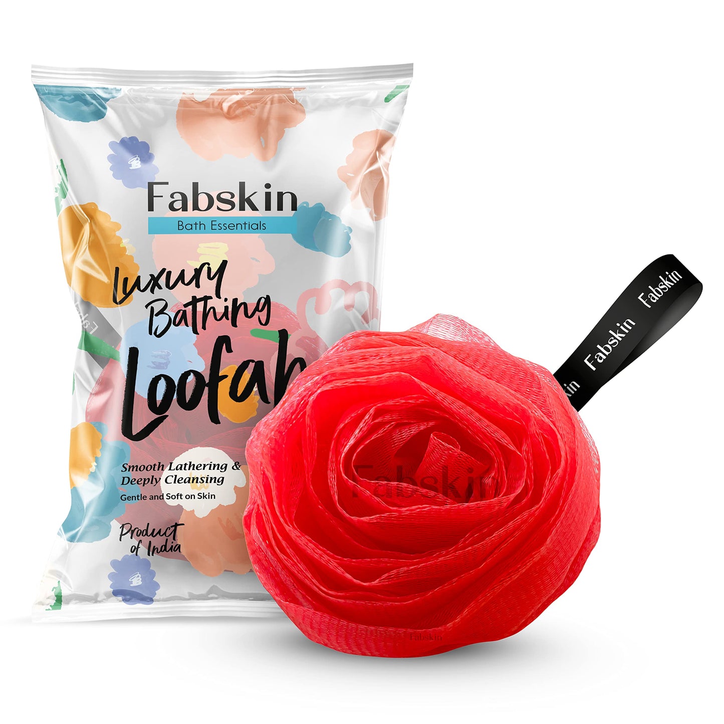 FABSKIN Rose Loofah for Bathing - Bath Shower Loofah Sponge Scrubber Exfoliator for Women and Men - Bathing Sponge - Body Wash Scrub for Bathing Beauty and Personal Care FABSKIN