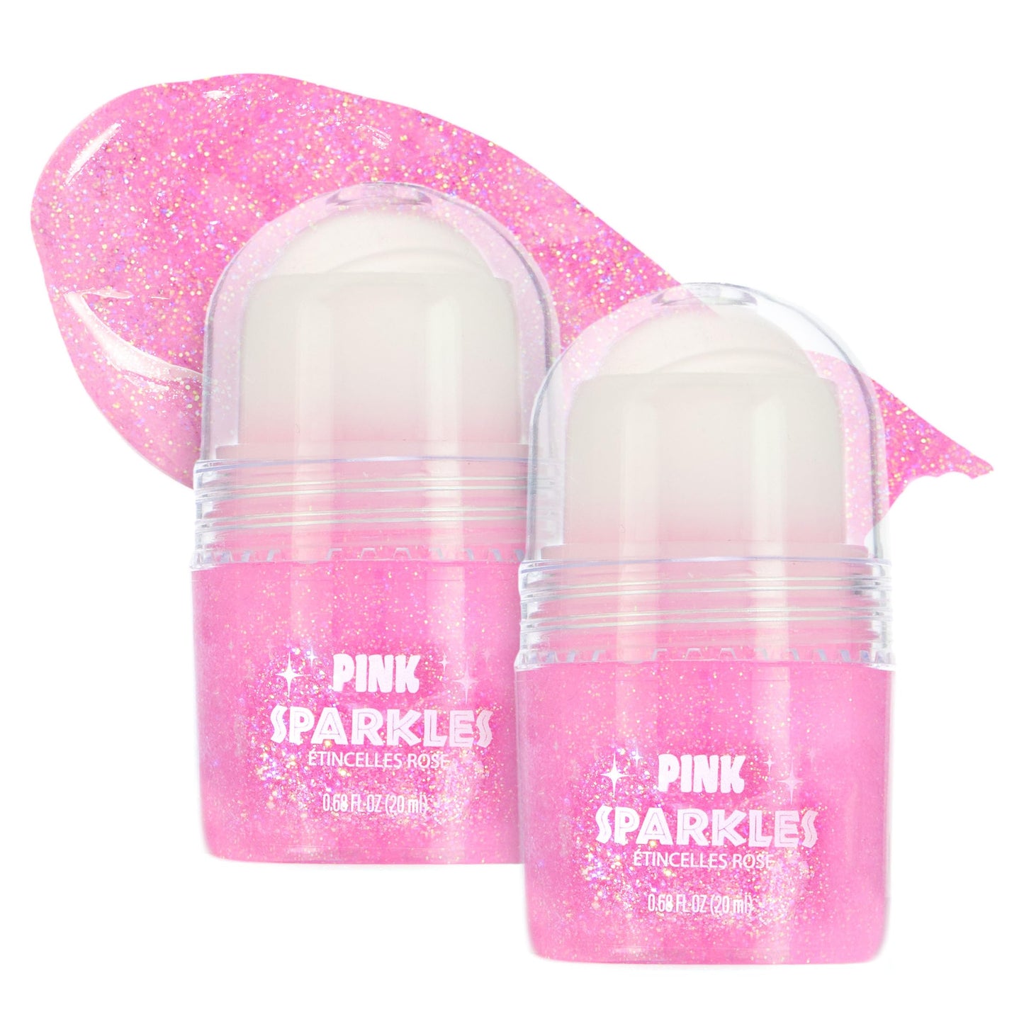 2pc Pink Sparkles Roll-On Glitter Set - Strawberry Scented Rollerball Body & Face Glitter Stick | Shimmer & Shine Makeup for Girls & Kids | Fun Beauty & Personal Care EXPRESSIONS