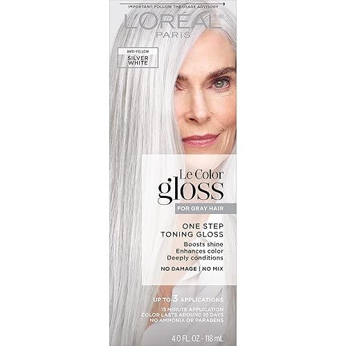 L'Oreal Paris Le Color Gloss One Step Toning Gloss, In-Shower Hair Toner with Deep Conditioning Treatment Formula for Gray Hair, Silver White, 1 Kit Beauty & Personal Care L'Oreal Paris
