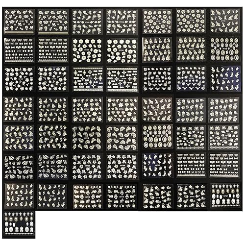 Wrapables A70194_a White with Gold Rhinestones Nail Art Stickers 3D Nail Decals (50 Sheets), Flowers, Bows, & Butterflies Nail Art Stickers (50 Beauty & Personal Care Wrapables