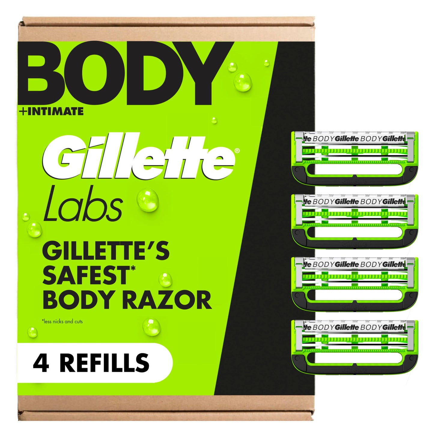 Gillette Labs Body + Intimate Razor Blades for Men, Anti-ingrown bar, 4 Blade Refills Beauty and Personal Care Gillette