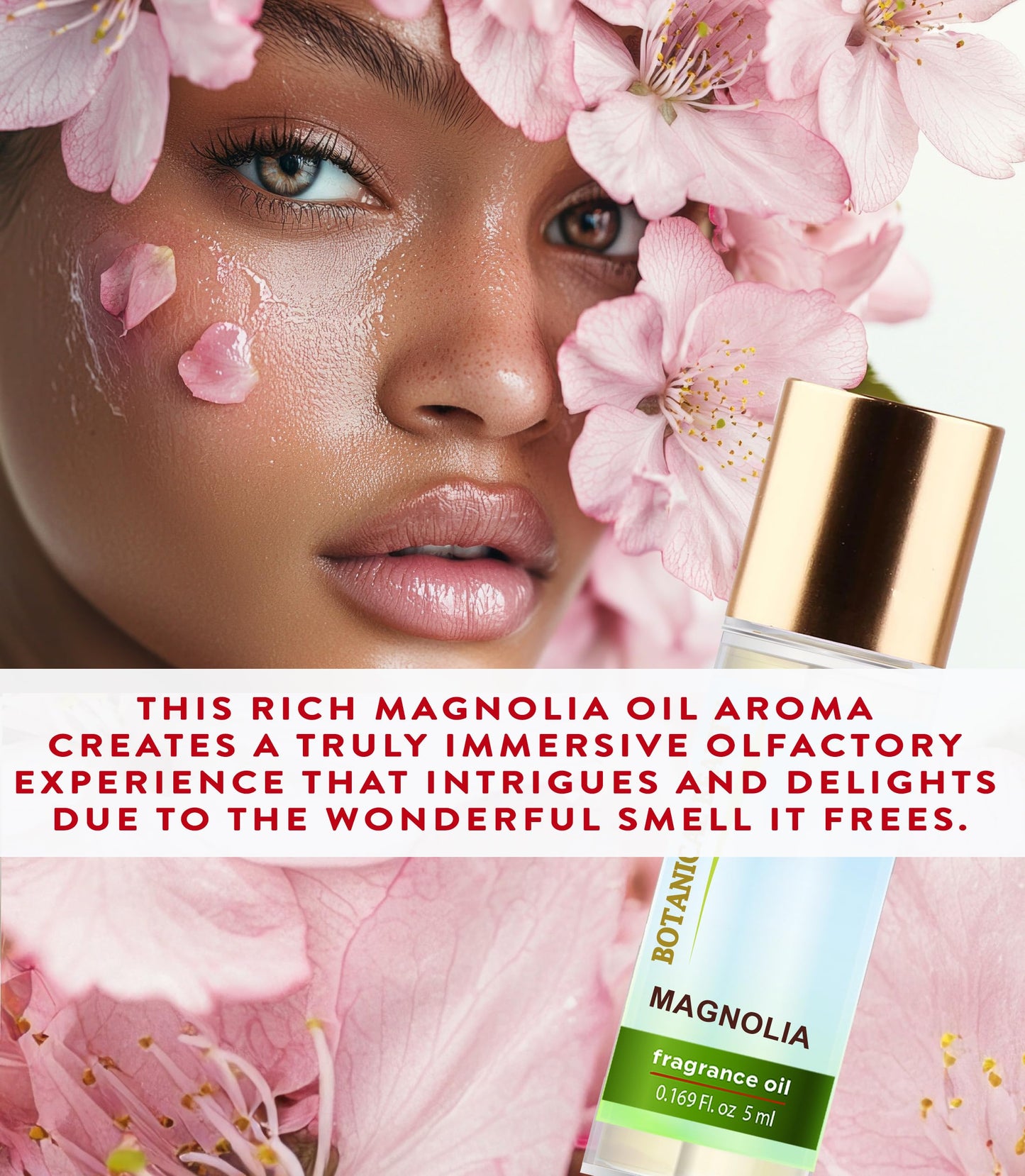 Botanical Beauty MAGNOLIA FRAGRANCE OIL ROLL-ON 0.169 Fl Oz 5 ml Rollerball Perfume, Long Lasting an luxury scent of blend of Jasmine, Rose Beauty & Personal Care Botanical Beauty