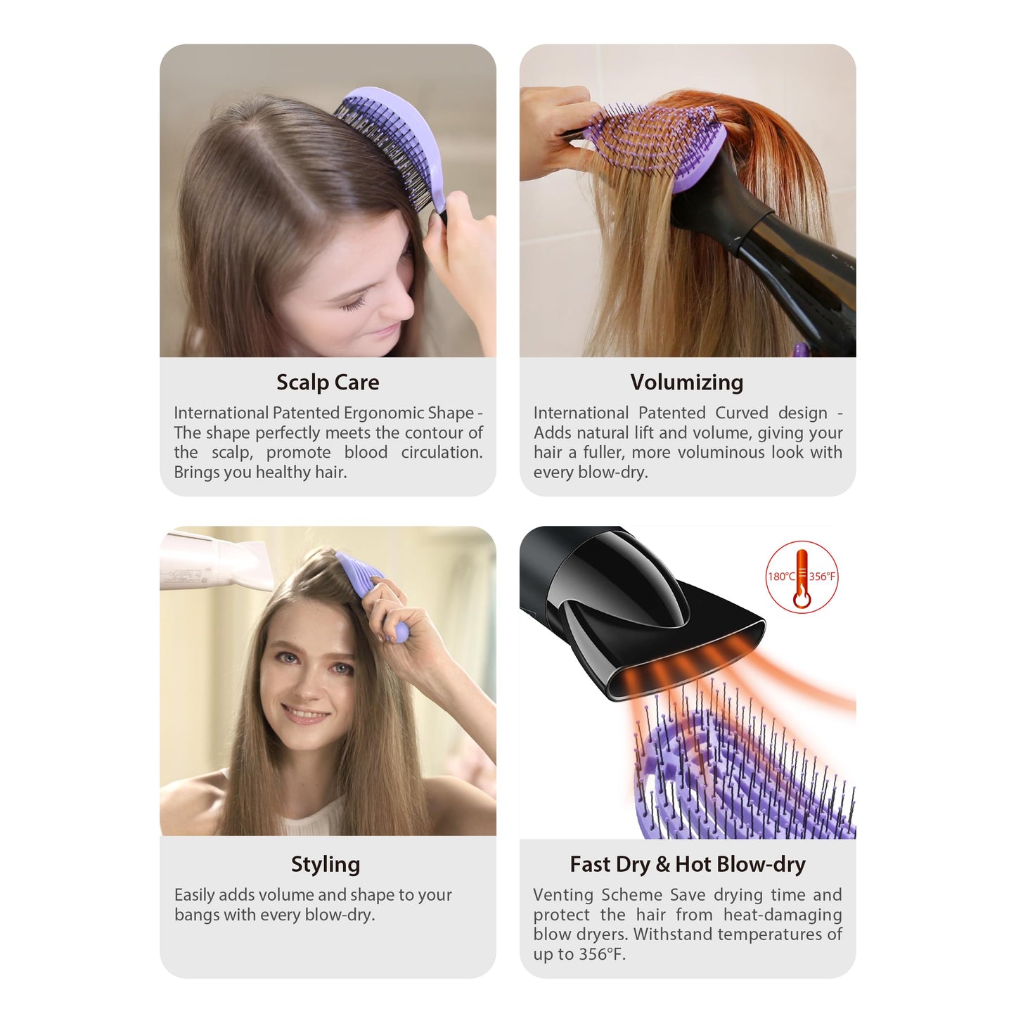NuWay 4HAIR DoubleC U.S. Patented Double Curved Detangling Brush is Hair Dryer Safe (Mint Green) Beauty & Personal Care NuWay 4Hair