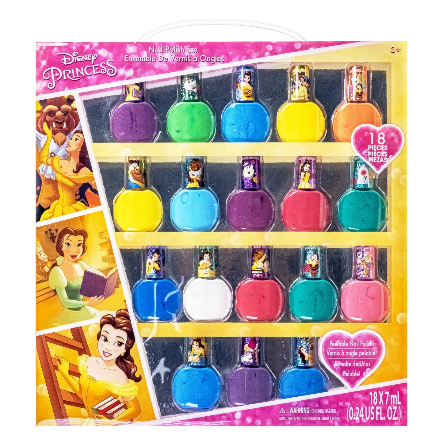 Townley Girl Disney Princess Belle 18 Piece Water-Based Nail Polish Set, Quick Dry and Peels-Off, Nail Paint Set for Girls, Perfect for Parties Beauty & Personal Care Townley Girl
