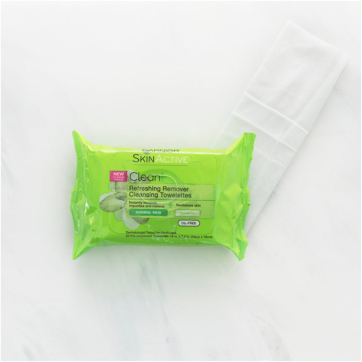 Garnier SkinActive Clean+ Refreshing Makeup Remover Wipes, Normal Skin, 25 ct.