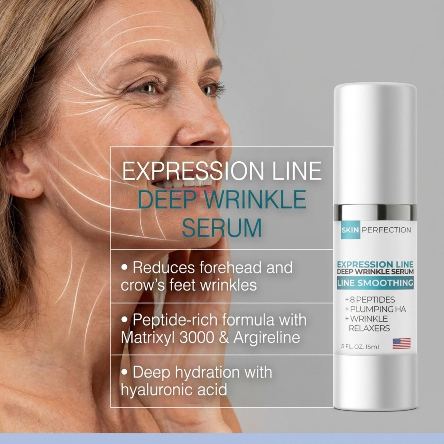 Skin Perfection Multi-Peptide Serum for Face with 8 Clinical-Strength Actives - Reduces Appearance of Expression Lines - Anti-Aging Formula Beauty & Personal Care Skin Perfection