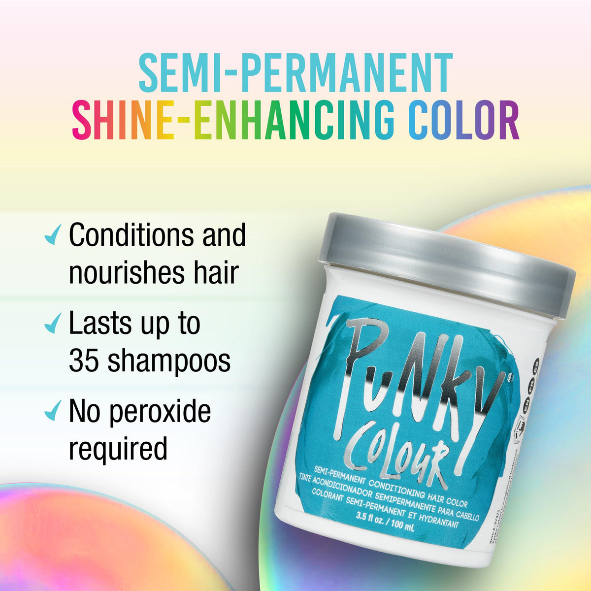 Punky Semi Permanent Conditioning Hair Color, Vegan, PPD and Paraben Free, may last for 5-40 washes, 3.5oz, Turquoise Beauty & Personal Care Punky