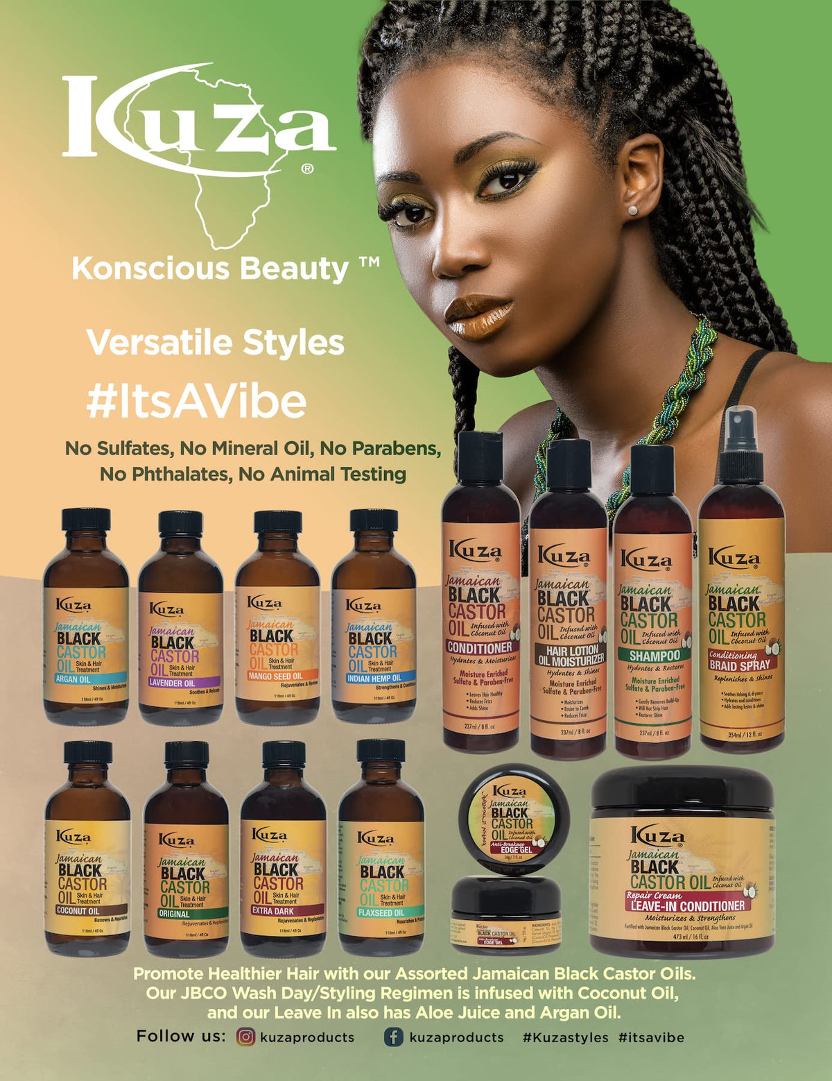Kuza Jamaican Black Castor Oil Anti-Breakage Edge Gel - Infused with Coconut Oil - for Dry, Fragile Hair, 2 oz Beauty & Personal Care Kuza