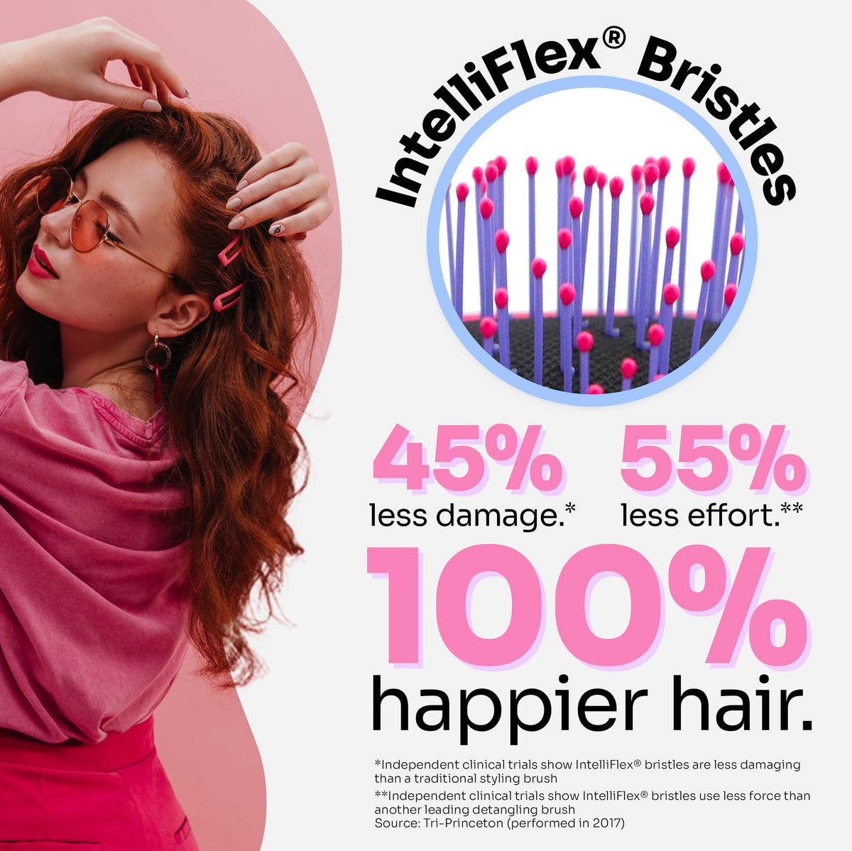 Wet Brush Thick Hair Detangling Brush, Pink, Ultra-Soft IntelliFlex Bristles Glide Through Tangles With Ease, Pain-Free Detangler for All Hair Types,