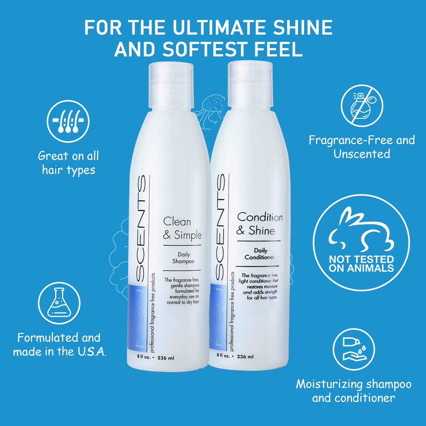 Nonscents - Fragrance Free Shampoo and Conditioner Set - Organic Formula - Hydrating Shampoo for Dry Hair, Moisturizing and Unscented Shampoo Beauty & Personal Care Nonscents Professional Fragrance Free Products