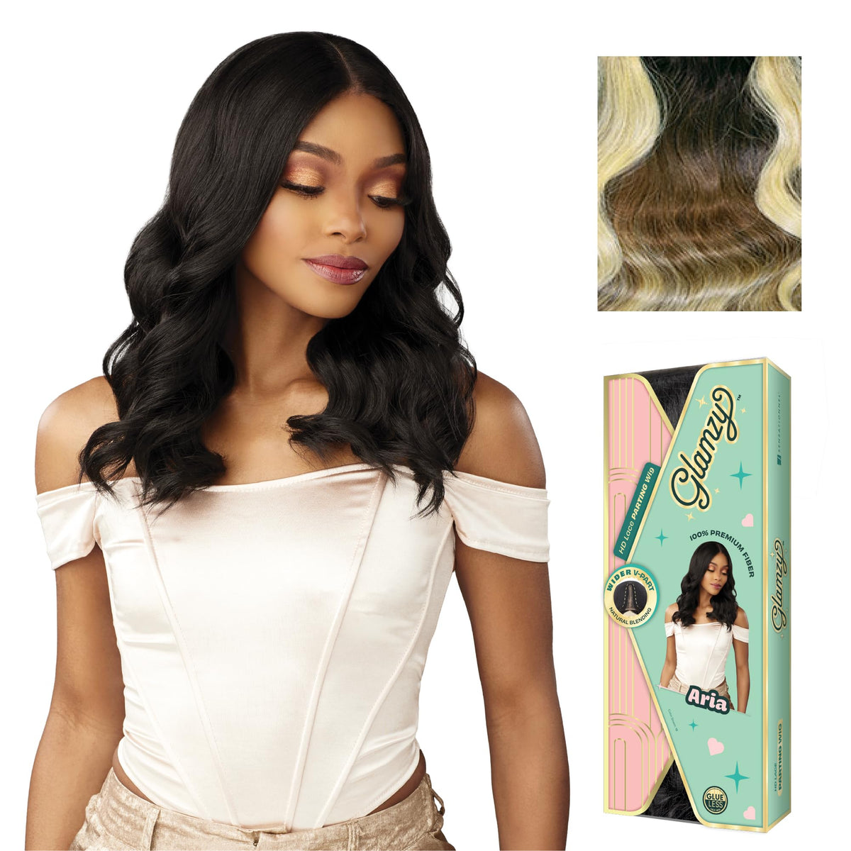 Sensationnel Glamzy Lace Part Wig-Aria, MP/BLONDE