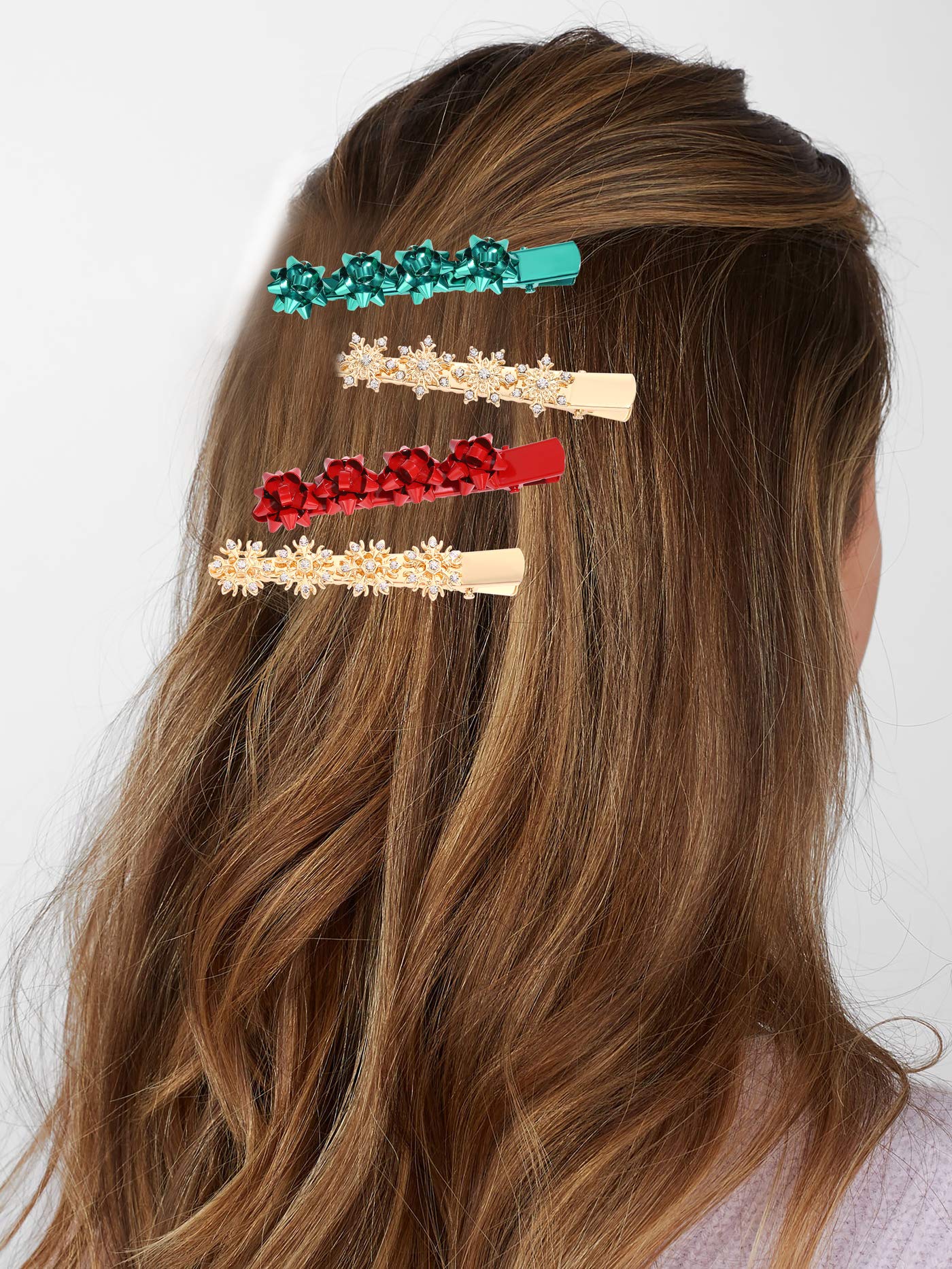 Christmas Hair Clip Hairpin Rhinestone Winter Snowflake Bow Shape Alligator Hair Clip Xmas Holiday Party Hair Barrette Hair Accessories For Woman (Bow Beauty & Personal Care YAHPERN