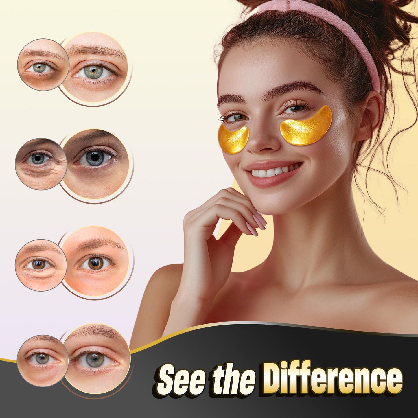 NAZANO 24K Gold Under Eye Patches - 60 Pack for Puffy Eyes, Dark Circles, Bags & Wrinkles with Collagen & Hyaluronic Acid - Eye Care Pads for Daily Beauty & Personal Care NAZANO