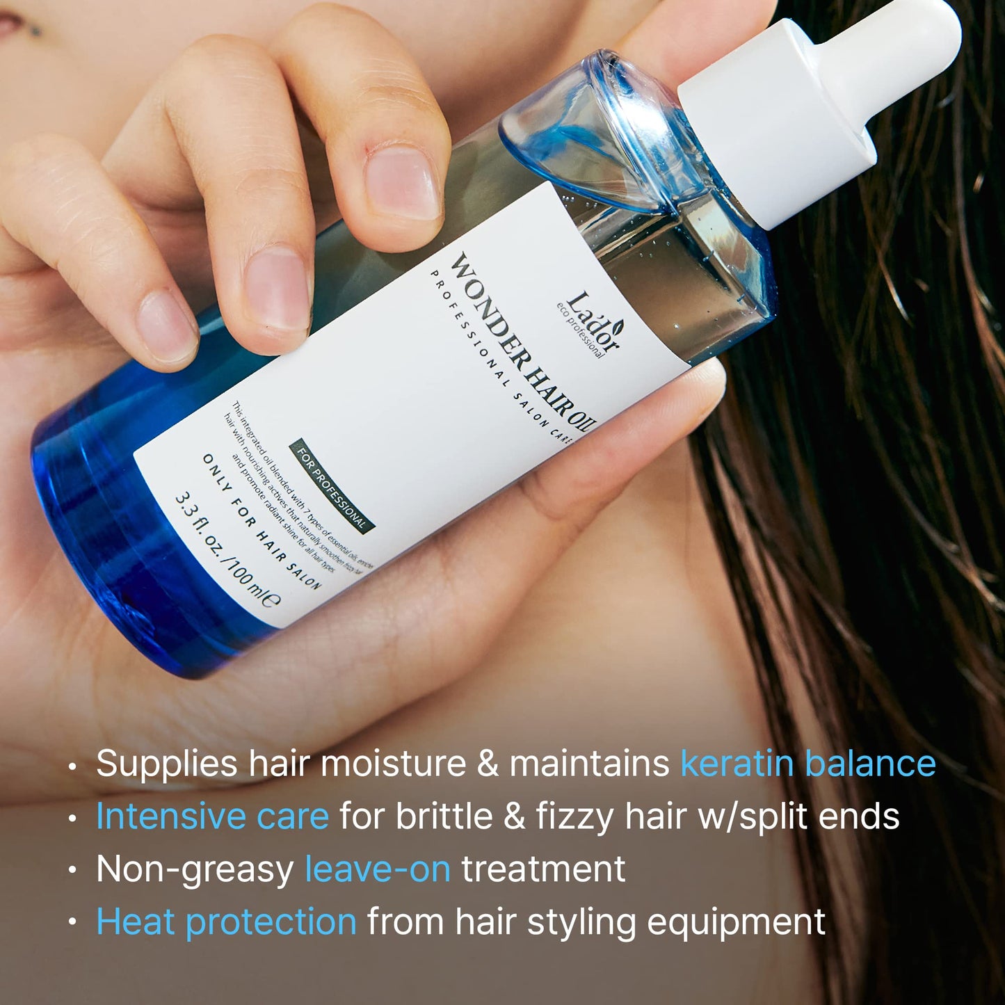 LADOR Wonder Hair Oil Anti Frizz Leave-In Lightweight Protein Coditioner - Squalane Argan Avocado Oil for Dry Static Damaged Bleached Hair Defrizz Beauty & Personal Care LA'DOR