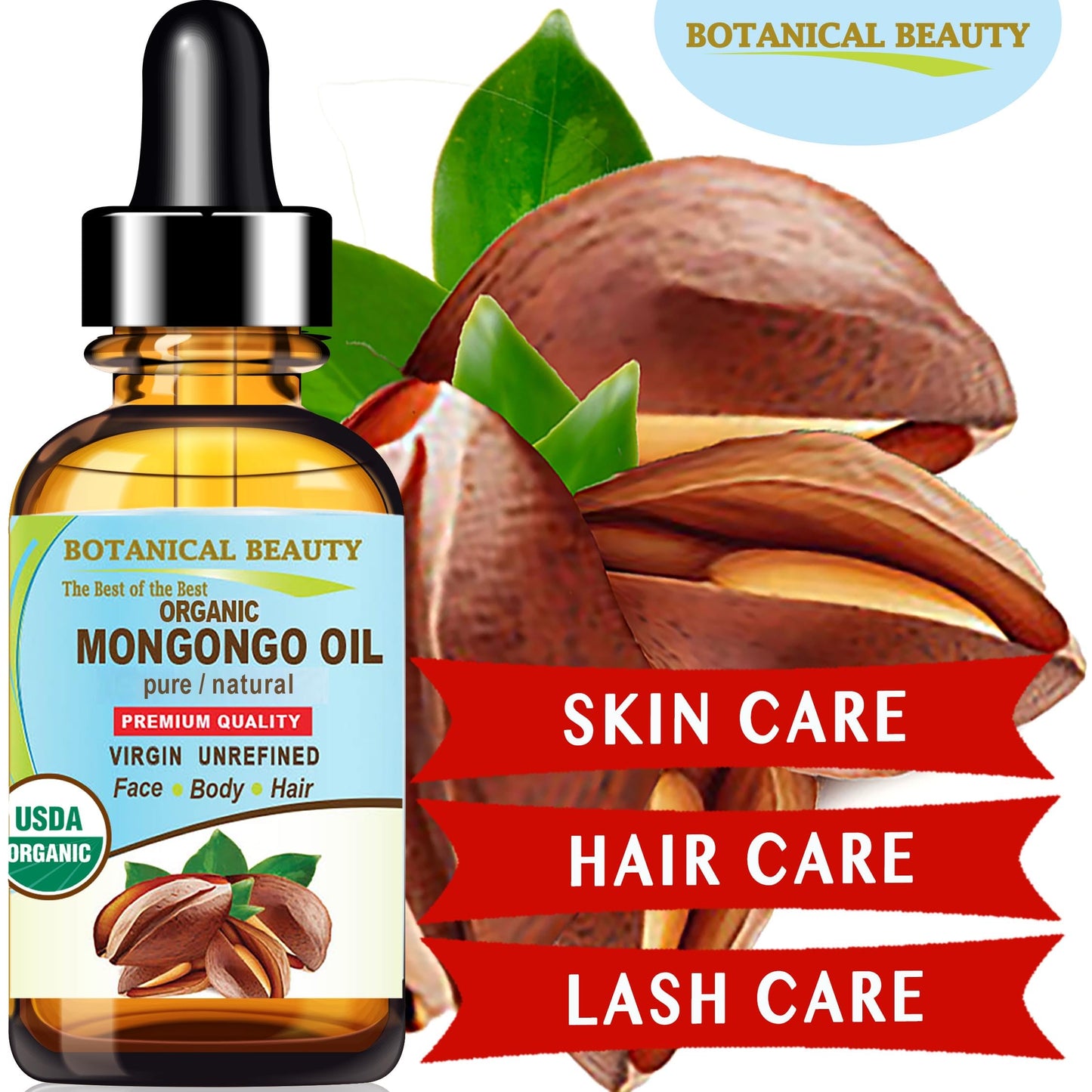 Botanical Beauty Organic MONGONGO OIL Manketti Seed Oil 100% Pure Natural Virgin Unrefined Cold-Pressed Carrier Oil for Face Skin Body Hair Lip Nails Beauty & Personal Care Botanical Beauty