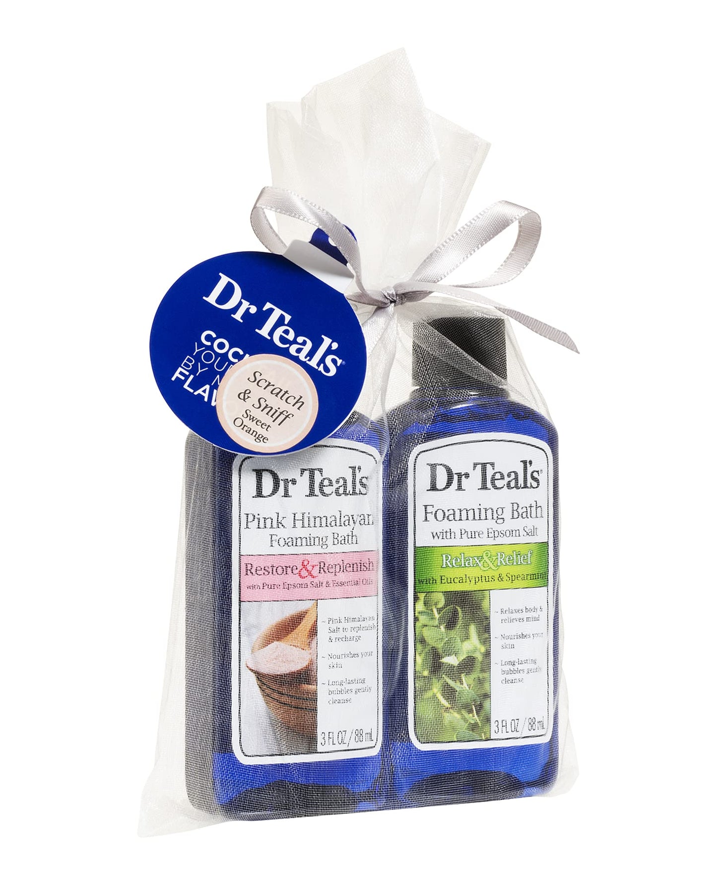 Dr Teal's Foaming Bath Holiday Gift Combo Pack (6 fl oz Total): Restore & Replenish with Pink Himalayan Salt and Relax & Relief with Eucalyptus Beauty and Personal Care Dr Teal's