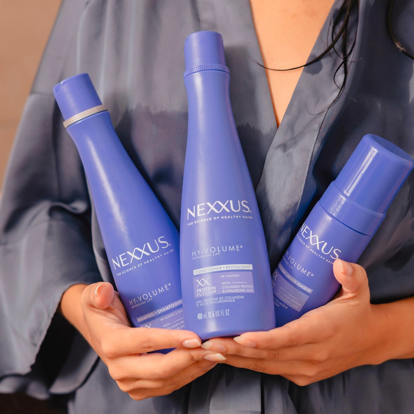 Nexxus HY-VOLUME Weightless Lift Shampoo, Conditioner & Foam 3 Pack PROTEIN FUSION with Collagen Protein & Hyaluronic Acid For Flat & Limp Hair for 48 Beauty & Personal Care Nexxus