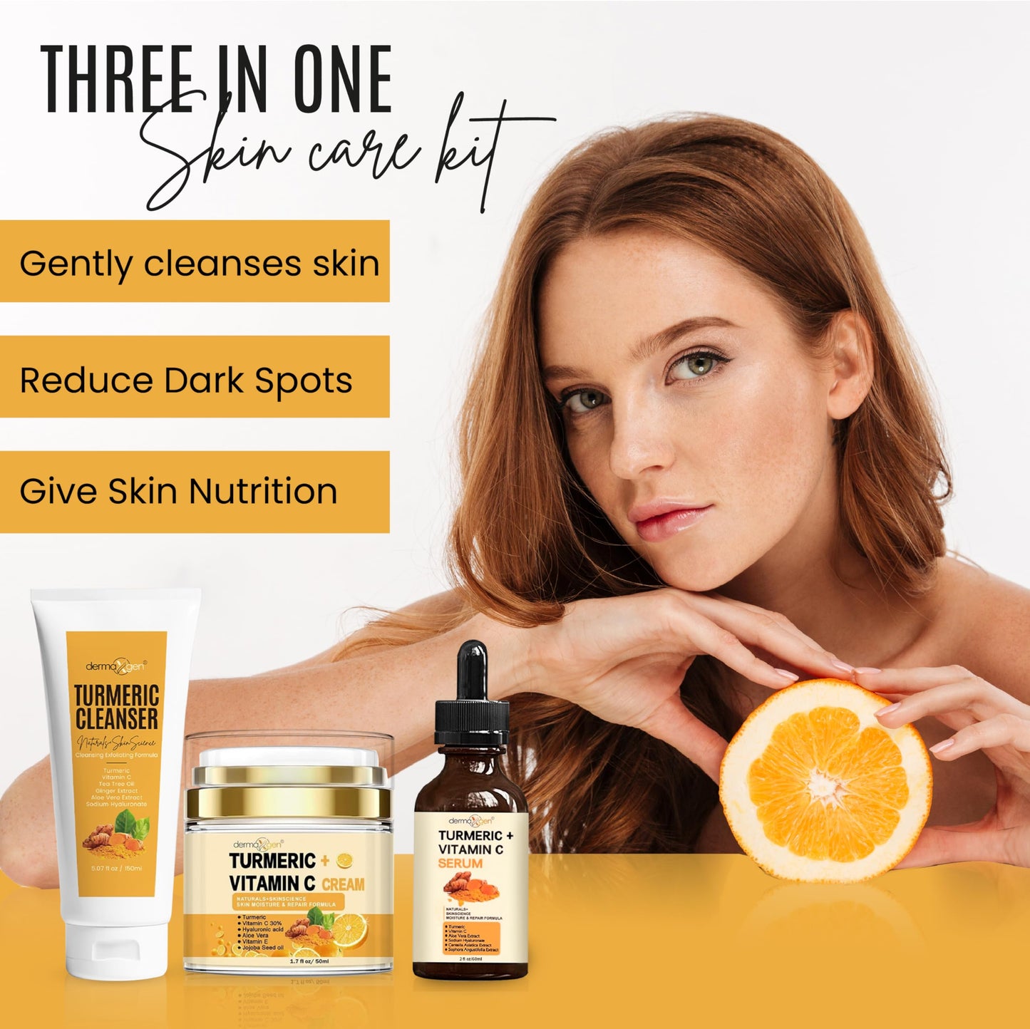 Dermaxgen Turmeric Complete Facial Care Kit - Organic Glowing Skin Anti-Aging, Rejuvenating, Boosting Collagen & Hydrating - Day & Night Brightening Beauty & Personal Care DERMAXGEN