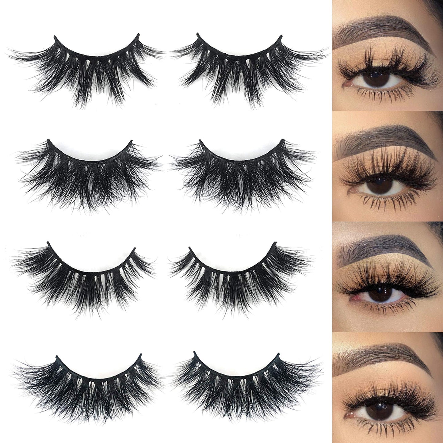 Mikiwi 3D Mink Lashes, 4 Styles Mink Eyelashes, Dramatic Eyelashes, Strip Lashes, 5D Mink Lashes, Pack-4 Beauty & Personal Care mikiwi
