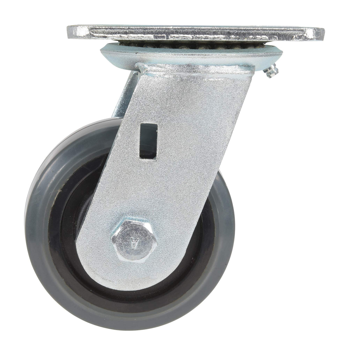Vestil CST-KSM-4X2MR-S Rubber Swivel Caster 4 in. Diameter x 2 in. Width 551 Lb. Capacity Dark Gray/Gold