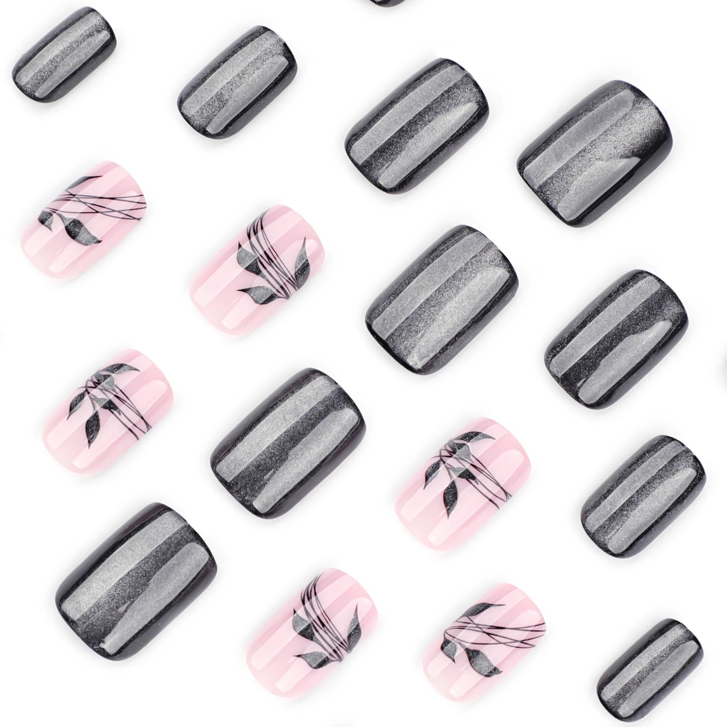 BABALAL Coffin Press on Nails Long Fake Nails Glossy Black French Glue on Nails Goth Ballerina Acrylic Nails 3d Metallic Cross Charm Designs 24pcs Beauty & Personal Care BABALAL