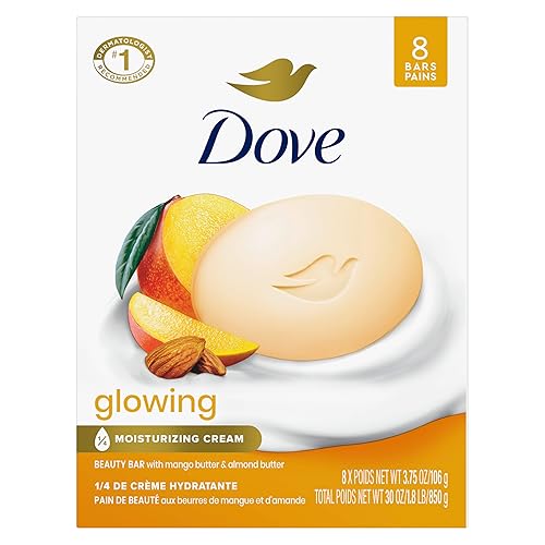 Dove Beauty Bar Soap Glowing Mango & Almond Butters, 8 Bars for Radiant Skin, Illuminates Skin 3.75 oz Beauty & Personal Care Dove