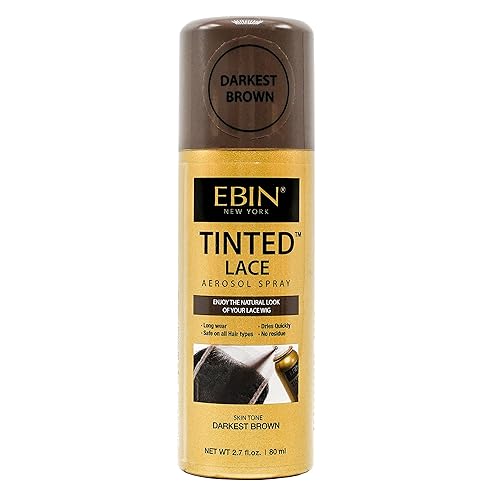 EBIN NEW YORK Tinted Lace Spray Darkest Brown | Water Resistant & High Pigment Lace Tint for Wig | Even Spray, No Residue & Natural Finish | 2.7 Fl Oz Beauty & Personal Care EBIN NEW YORK