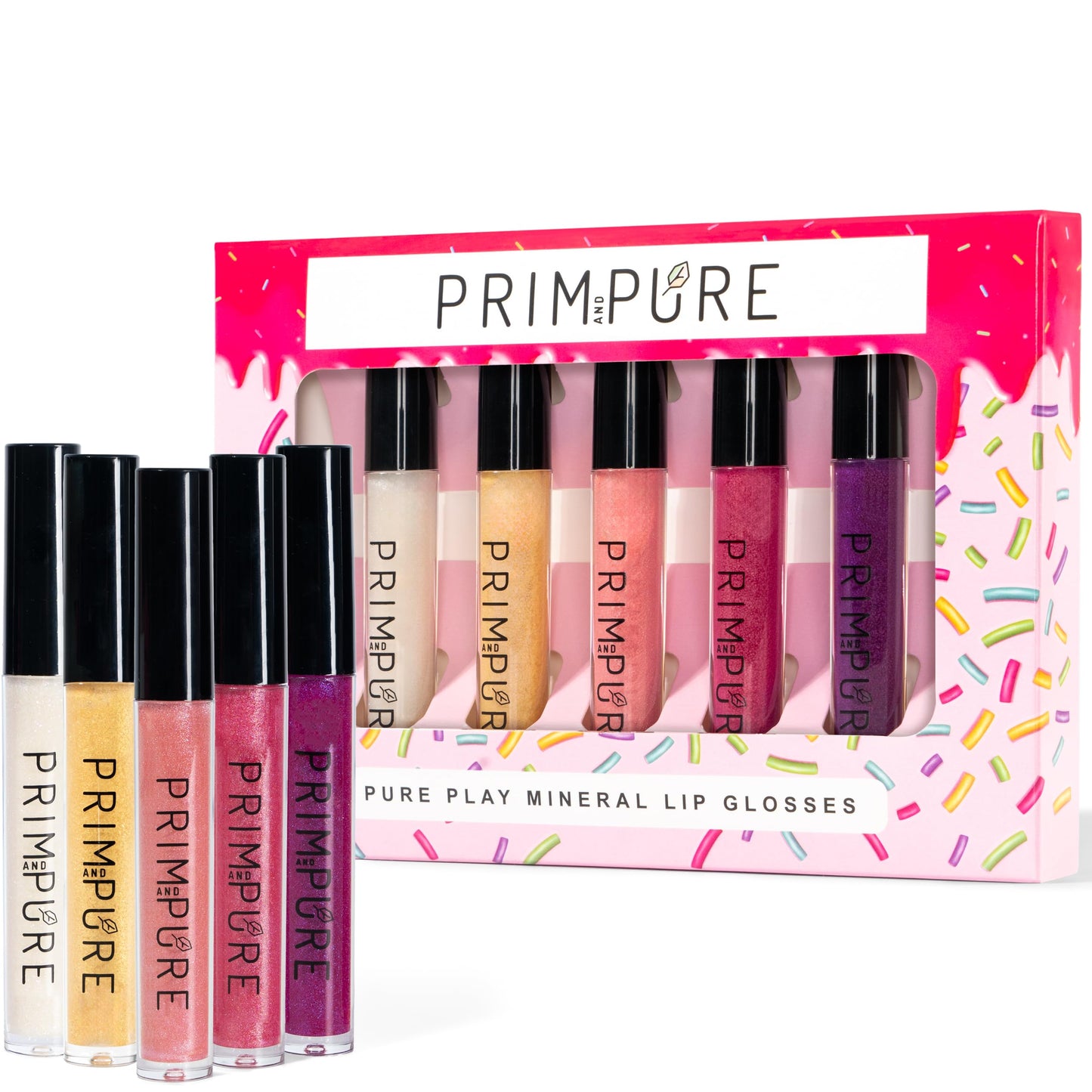 Prim and Pure Mineral Play Lip Gloss Set (Pack of 5) - 100% Natural, Organic, Vanilla Cupcake Birthday Girls Non-toxic Kids Lip Gloss Made in the USA Beauty & Personal Care Prim and Pure