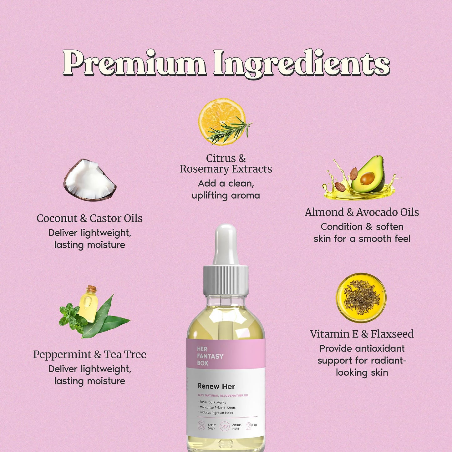 Her Fantasy Box Renew Her | Natural Rejuvenating Yoni Oil for Dark Spots, Ingrown Hair, and Skin Brightening - Nourishing, Moisturizing Formula Beauty and Personal Care Her Fantasy Box
