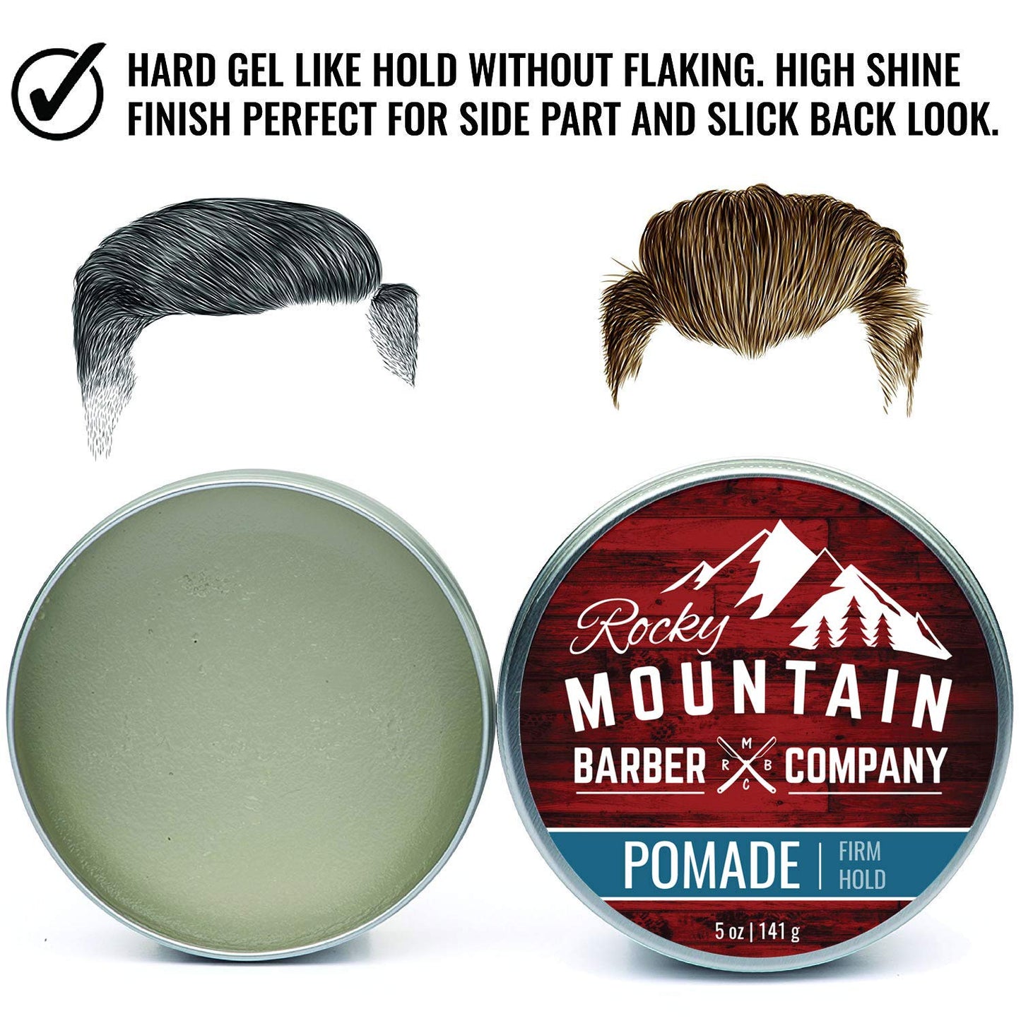 Rocky Mountain Barber Company Pomade for Men - 5 oz Tub Classic Styling Product with Strong Firm Hold for Side Part, Pompadour & Slick Back Looks Beauty & Personal Care Rocky Mountain Barber Company