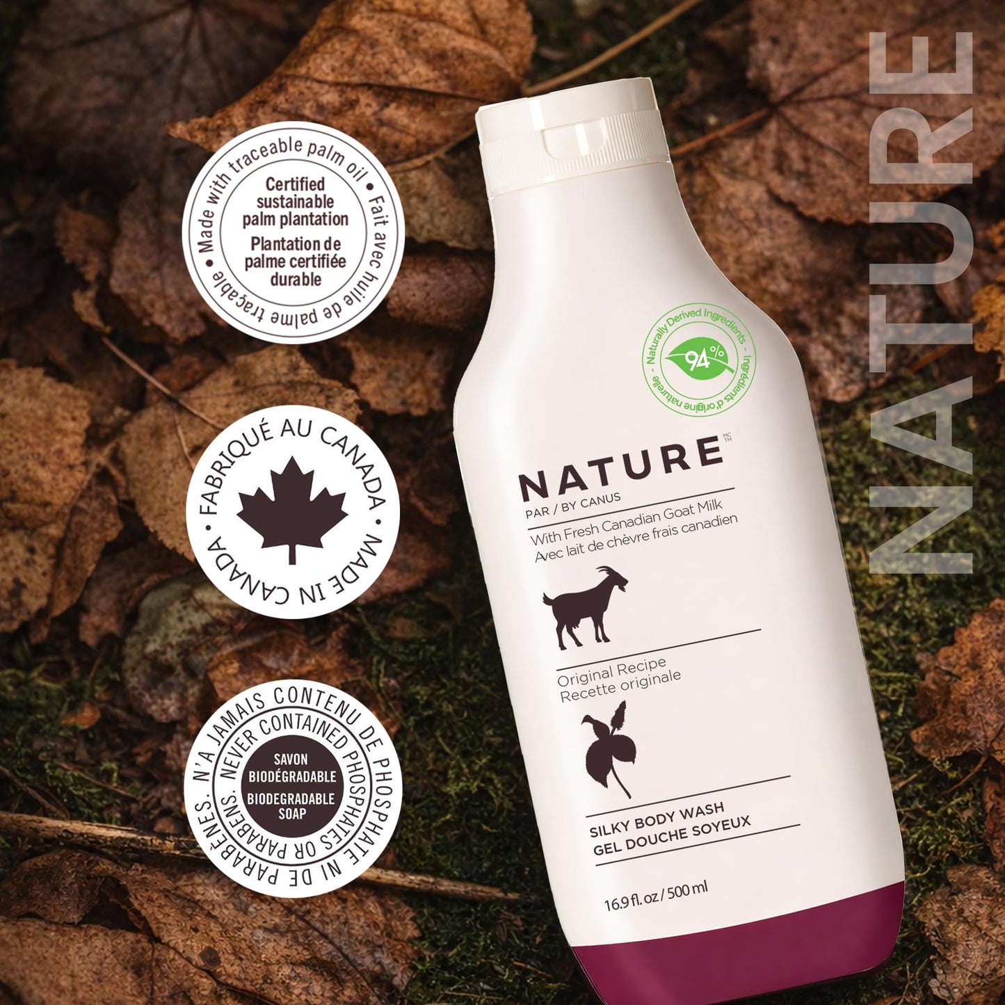 Nature by Canus Goat Milk Body Wash for Sensitive Skin, 16.9 Fl Oz, natural cleanser with fresh goat milk, fatty acids, vitamins A and B Beauty & Personal Care Nature by Canus