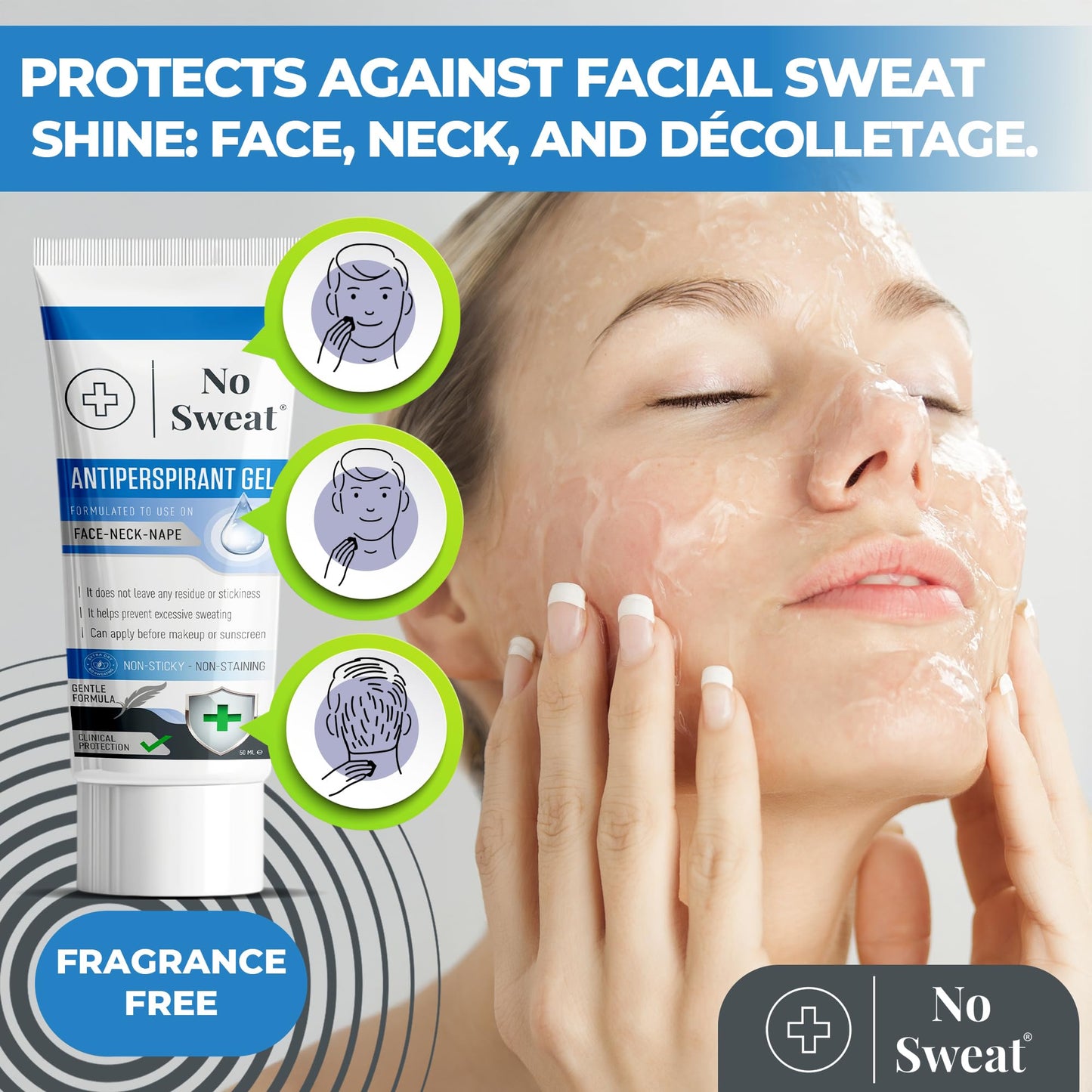No Sweat Antiperspirant Gel 50 ML - Suitable Usage For Face-Neck-Nape Helps Prevent Excess Facial Sweating and Facial Shining-Suitable For Active Work Beauty and Personal Care No Sweat