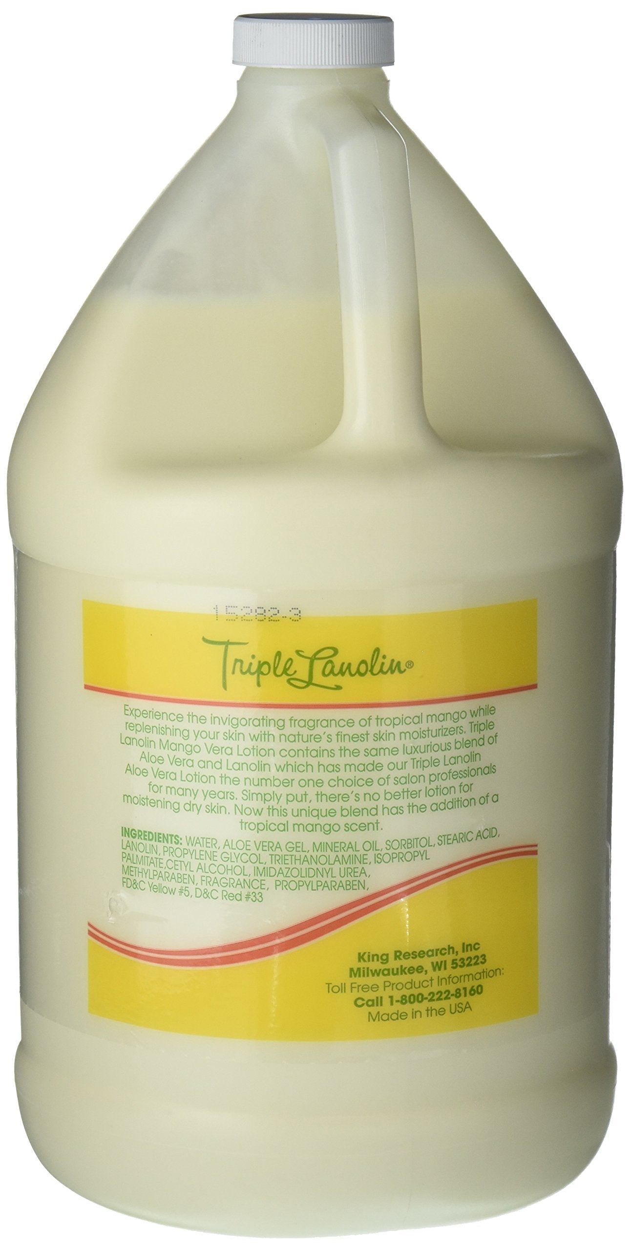Triple Lanolin Mango Vera Soothing Lotion (1 Gallon) - Tropical Mango Scented Aloe & Lanolin Moisturizer for All Skin Types - Deeply Hydrating Hand Beauty & Personal Care Triple Lanolin