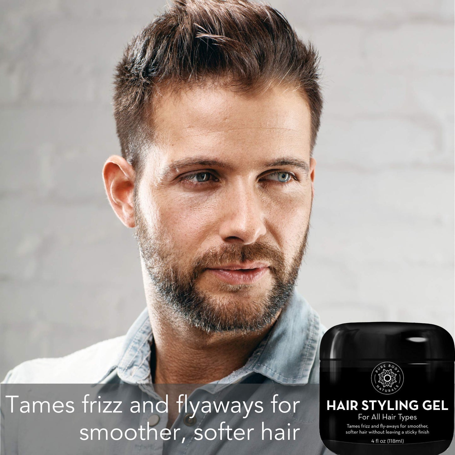 Pure Body Naturals Hair Gel for Men, Natural Ingredients with Hydrating Aloe For Firm, Healthy Hair, 4 Fl Oz Beauty & Personal Care Pure Body Naturals