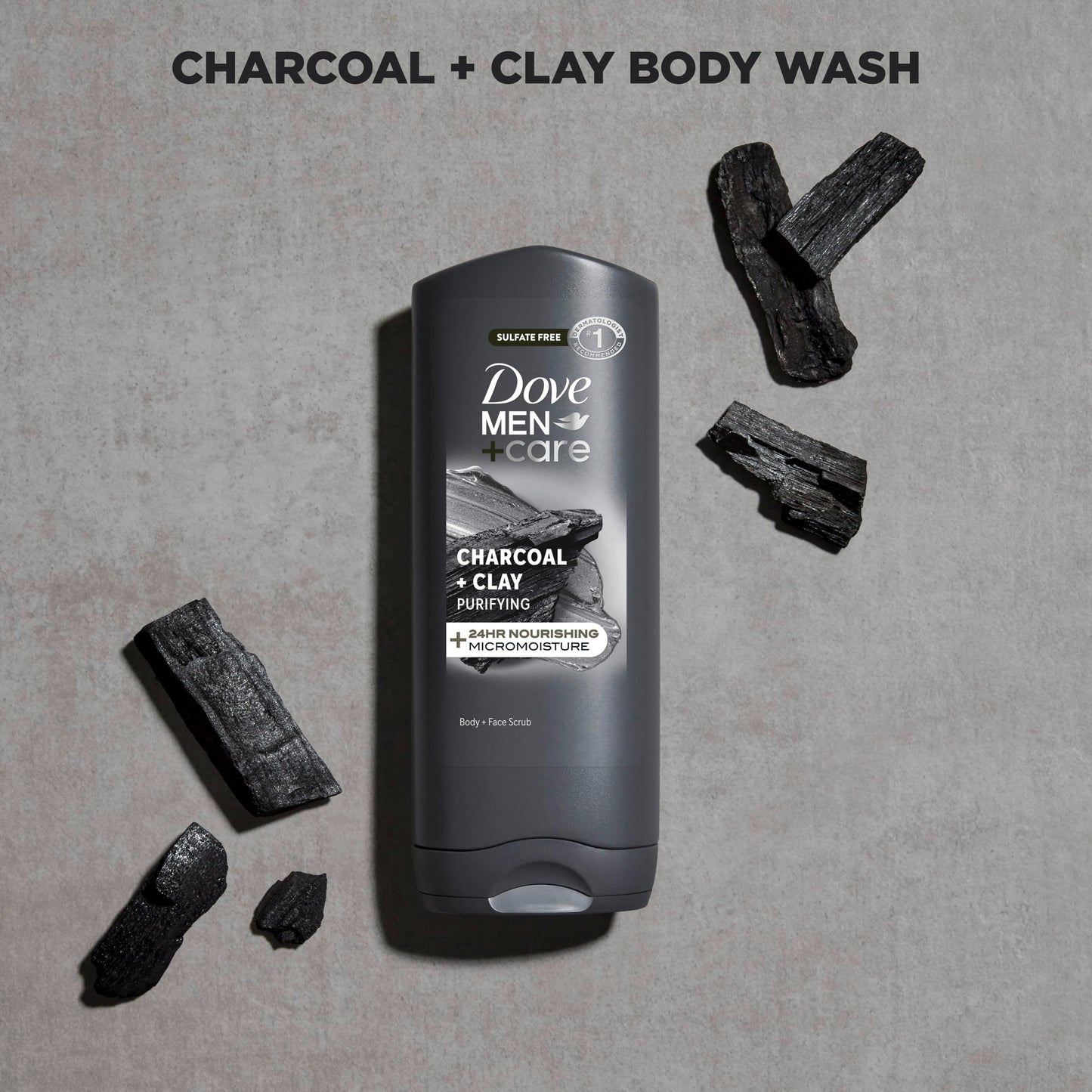 DOVE MEN + CARE Purifying Charcoal + Clay Body and Face Wash with 24-Hour Nourishing Micromoisture Technology Body Wash for Men, 13.5 oz Beauty & Personal Care Dove