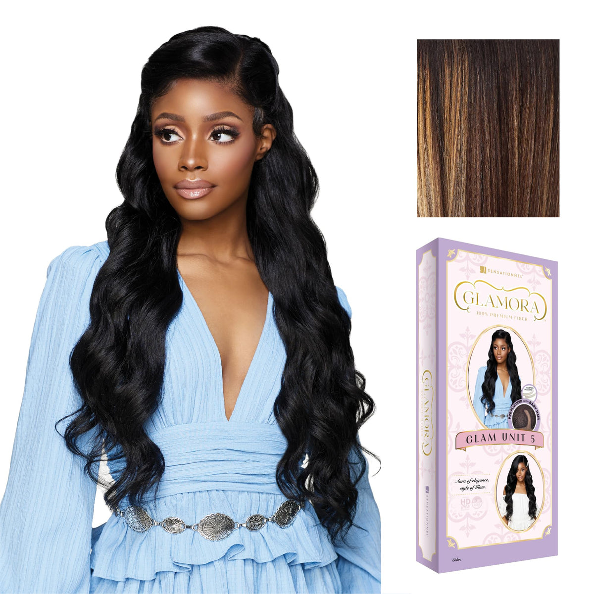 Sensationnel Glamora Lace Front Wig-Glam Unit 5, BALAYAGESUNKISSED